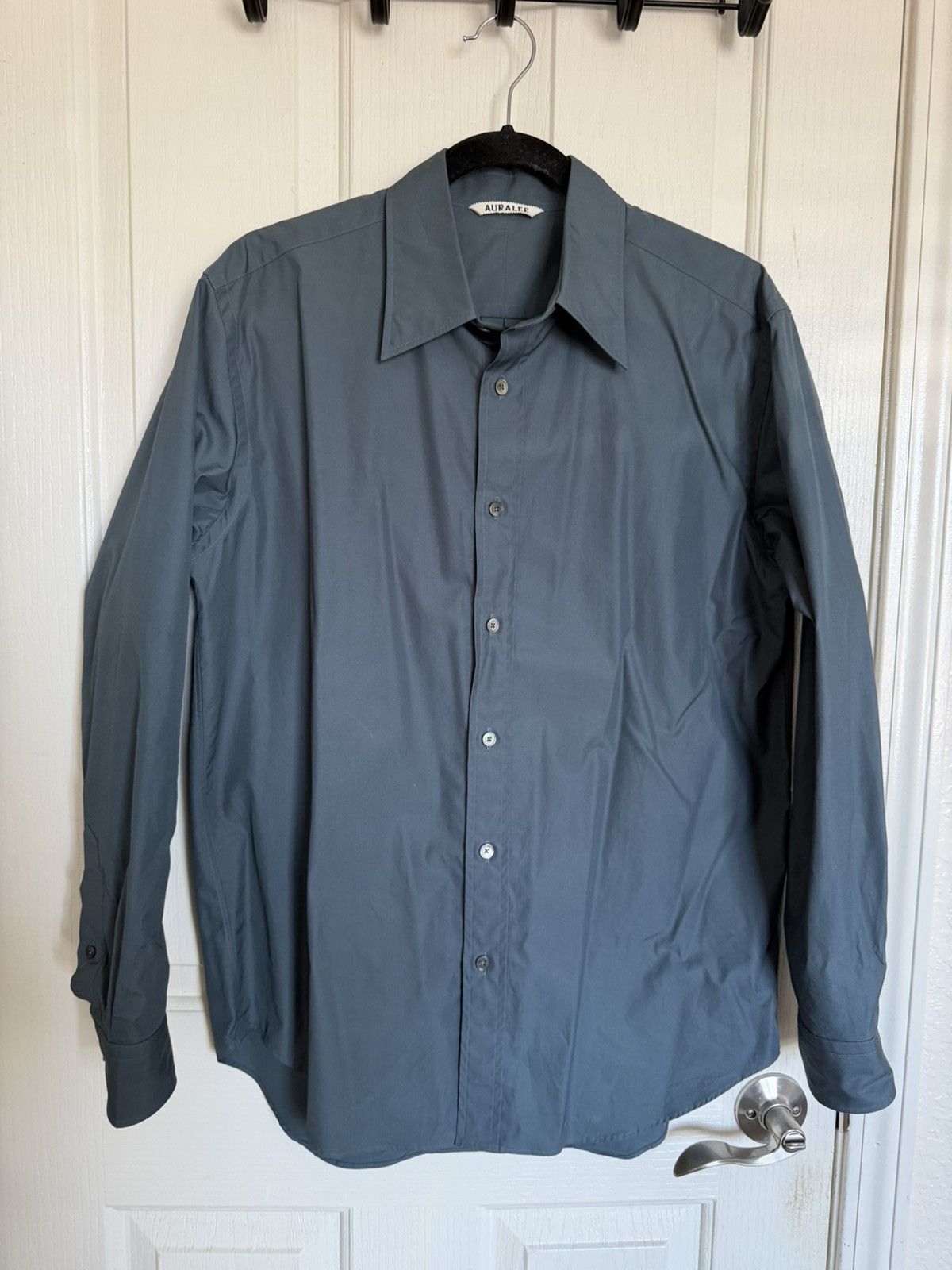 Auralee Auralee High Count Finx Ox Shirt in Dark Blue | Grailed