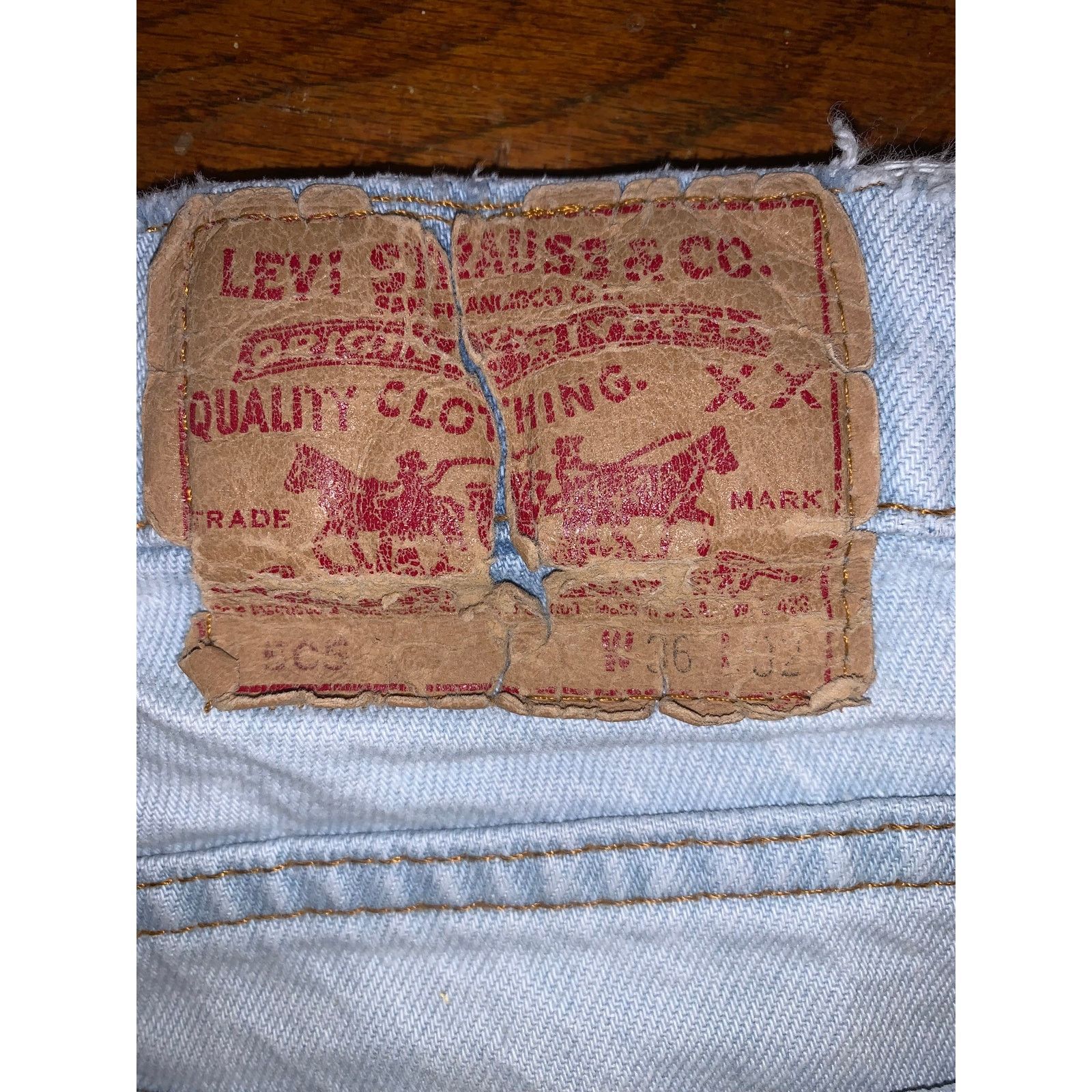 Levi's × Vintage VTG Levi's 505 Cut Off Denim Shorts Light Wash Distressed Size 31" - 7 Thumbnail