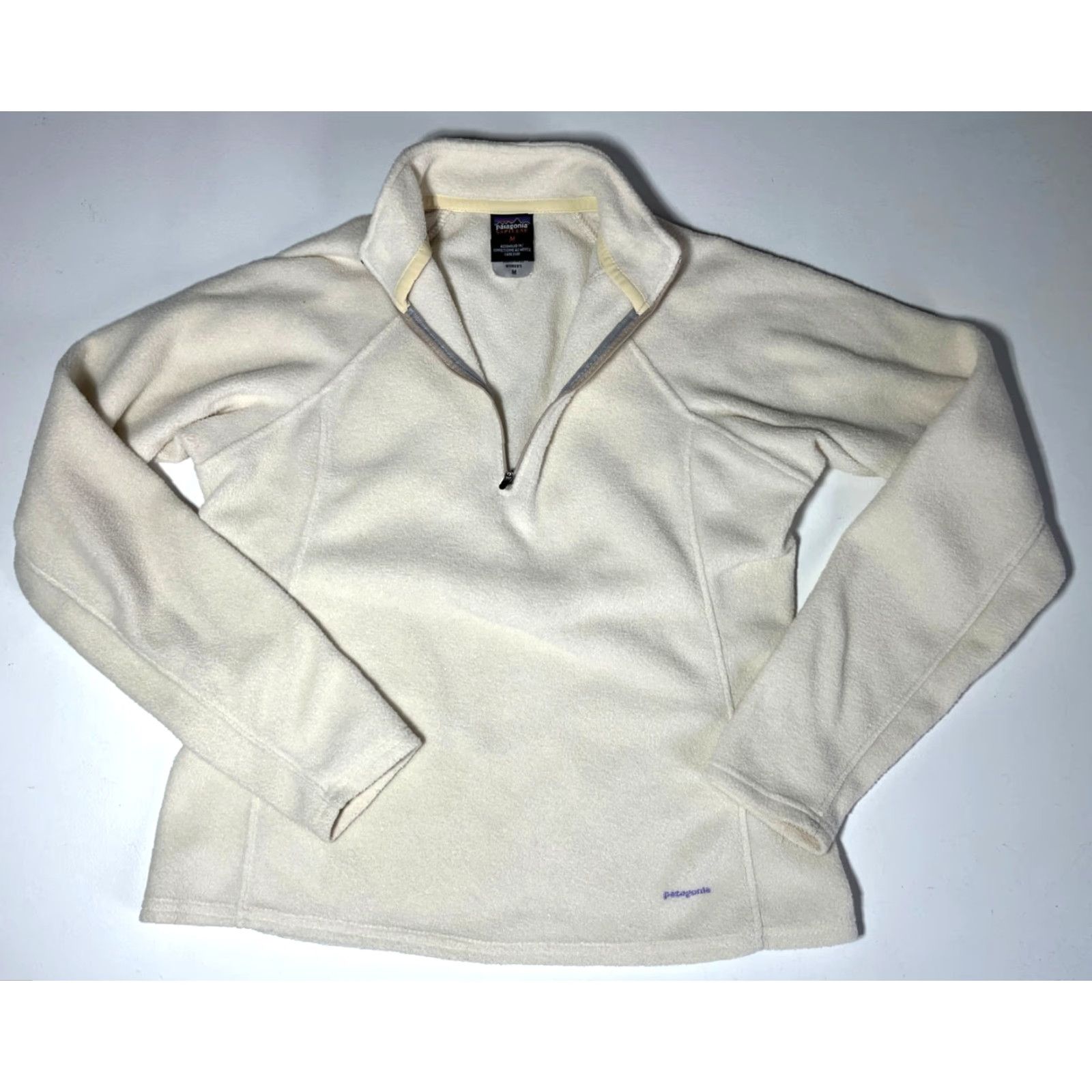 Patagonia VINTAGE Patagonia Women's Capilene Expedition Weight Fleece Zip-T M Off-White 1/4 Zip Outdoor Hiking 2004 Shows Style 43484 Womens Size M / US 6-8 / IT 42-44 - 3 Thumbnail