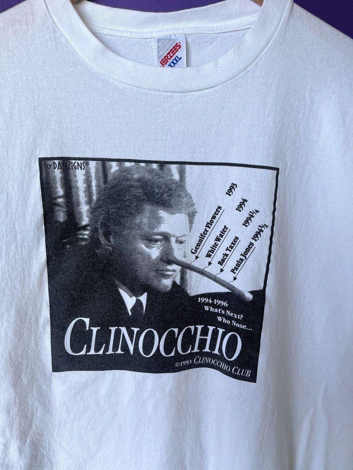 Vintage Vintage 90s Clinocchio funny presidential t-shirt Size US XXL / EU 58 / 5 - 3 Thumbnail
