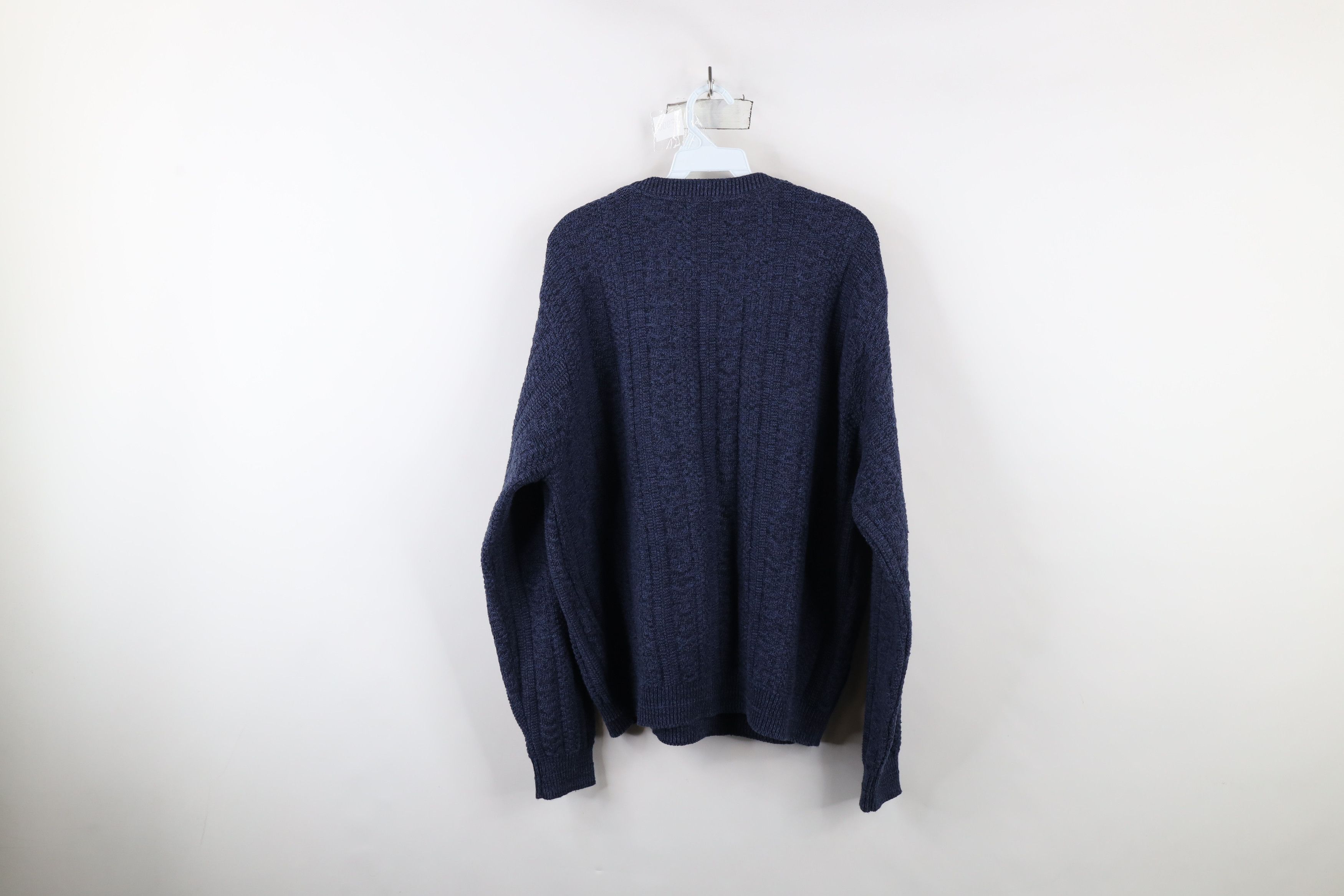 Vintage Vintage 90s Streetwear Framed Textured Knit Sweater Blue Size US L / EU 52-54 / 3 - 5 Thumbnail
