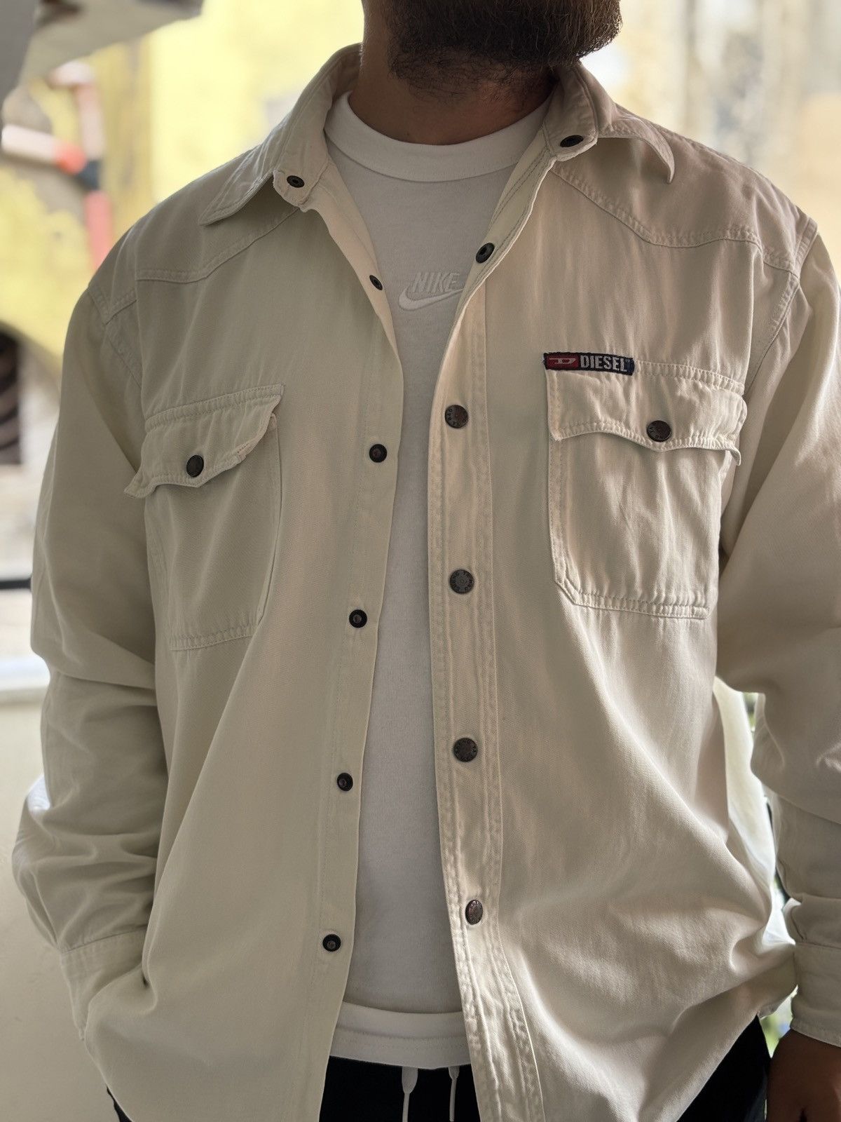 Diesel Vintage Diesel Workwear Shirt Cream White Y2K 90s Overshirt Size US L / EU 52-54 / 3 - 2 Thumbnail