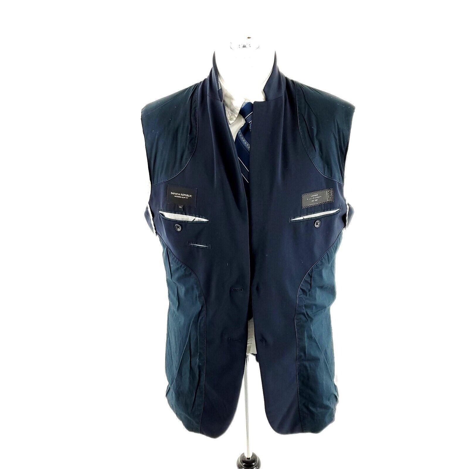 Banana Republic DAMAGED Banana Republic Wool 2 Button Blazer 40R Blue Lanifi Size 40R - 12 Thumbnail