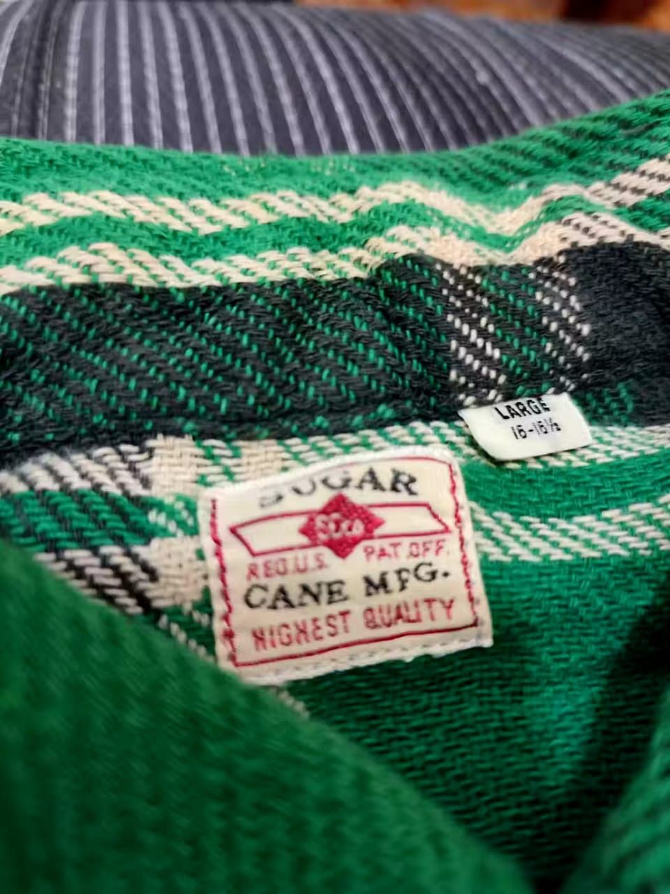 Sugar Cane Vintage Sugar Cane Green Check Flannel Size US L / EU 52-54 / 3 - 5 Thumbnail