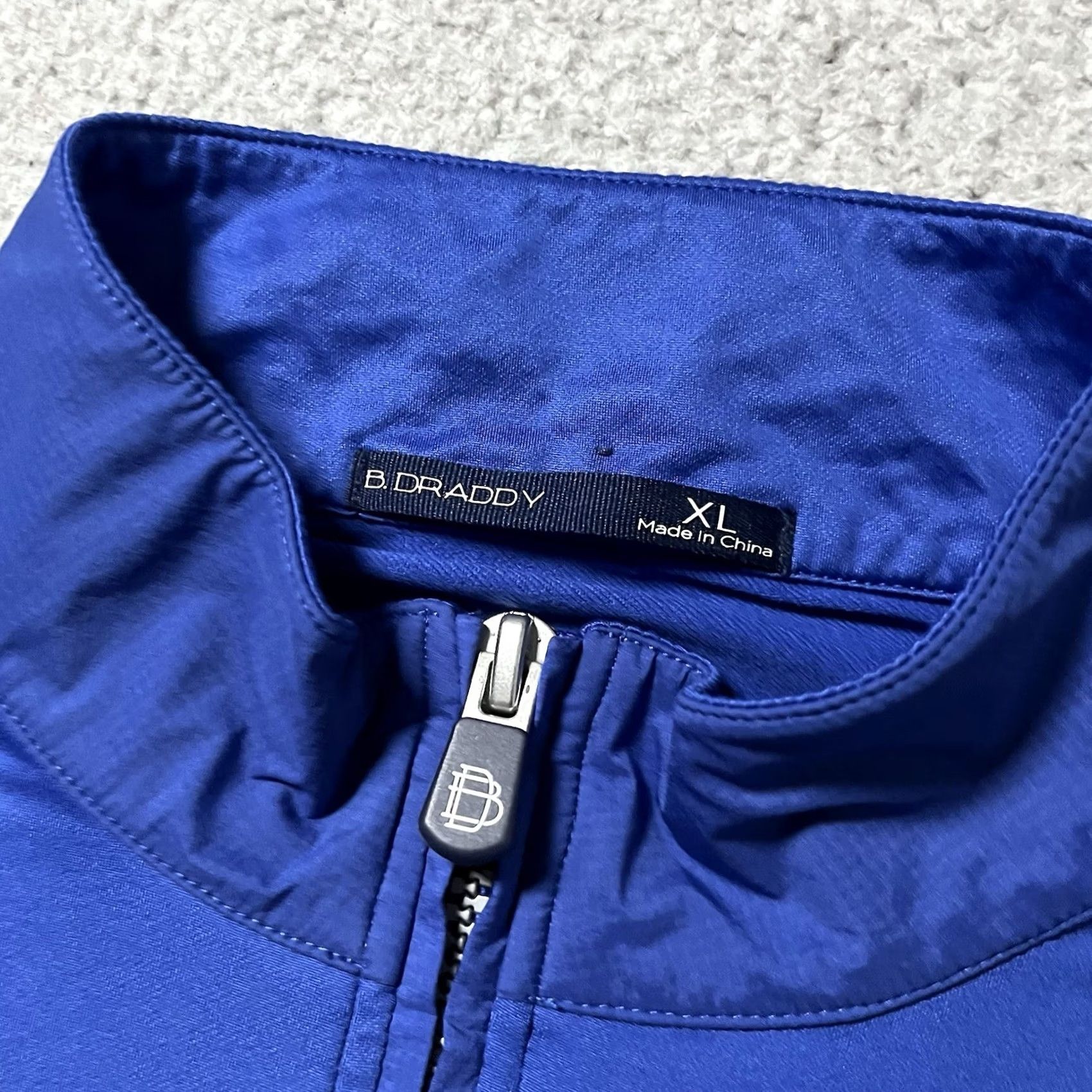 Vintage B. Draddy 1/4 Zip Pullover Mens XL Performance Golf Stretch Pocket Long Sleeve Blue Size US XL / EU 56 / 4 - 2 Thumbnail