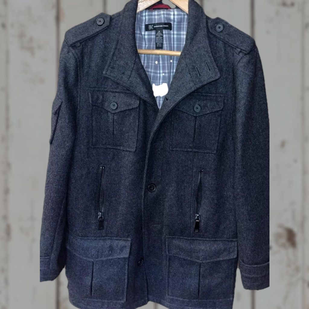 Vintage VINTAGE INC Black Wool Trench Pea Coat Button Up Men’s M Flap Pockets PLAID Lined Jacket Size US M / EU 48-50 / 2 - 1 Thumbnail