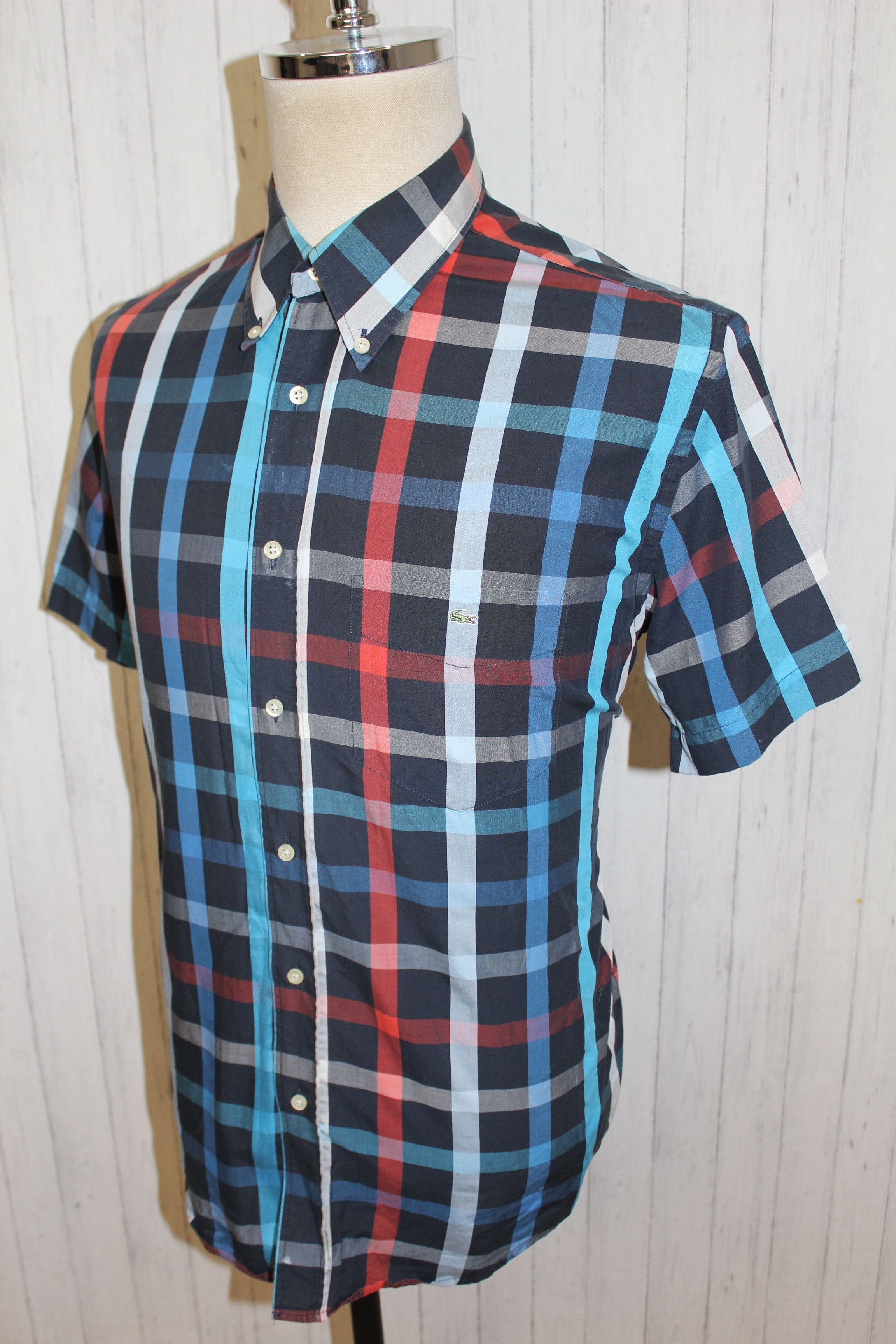 Lacoste LACOSTE Vintage Short Sleeve Check Shirt Size L Size US L / EU 52-54 / 3 - 4 Thumbnail