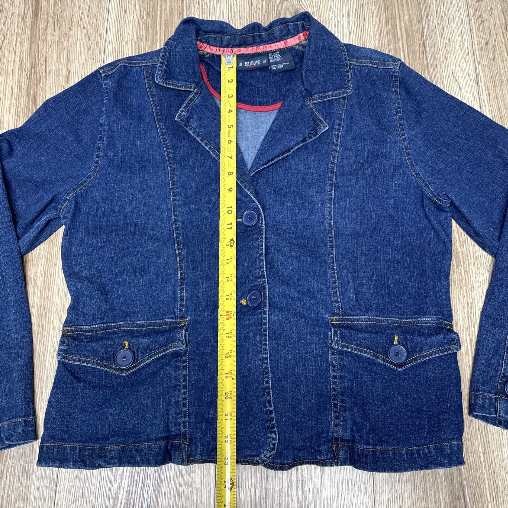 Bill Blass VINTAGE Bill Blass Women's Blazer Large Blue Denim Cotton Stretch Jacket Women Size L / US 10 / IT 46 - 3 Thumbnail