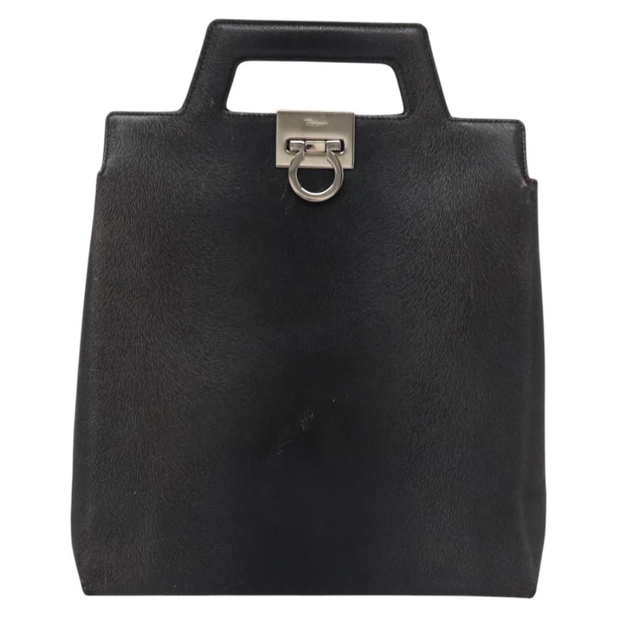 Gancini Black Leather Backpack Bag (Pre-Owned)