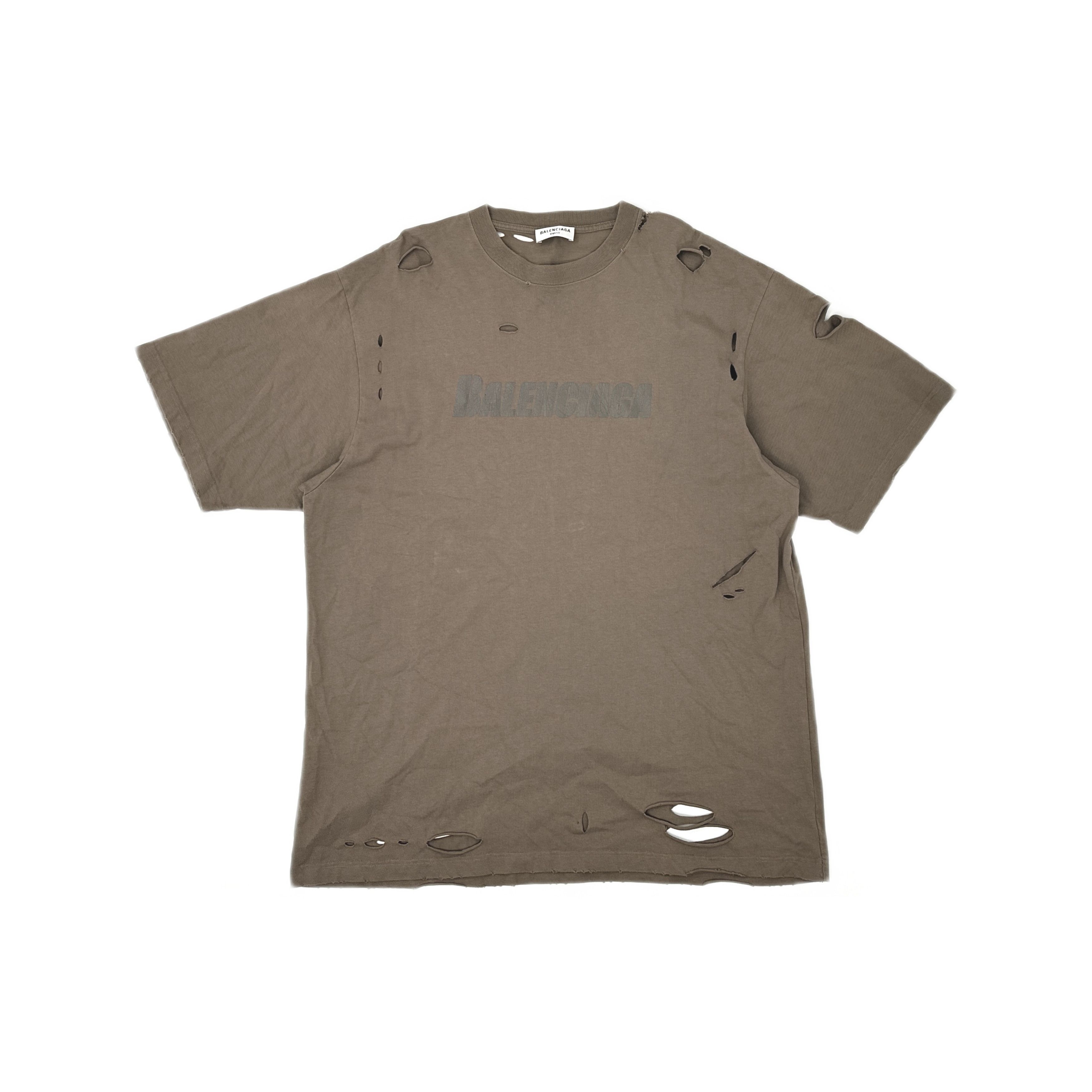 Balenciaga Balenciaga Distressed Logo Short Sleeve T-Shirt Size S Size US S / EU 44-46 / 1 - 1 Thumbnail