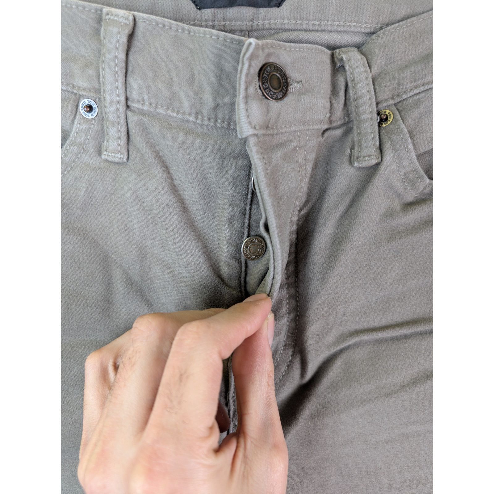 Tom Ford o1rshd1 Slim Denim Jeans in Khaki Size US 33 - 6 Thumbnail