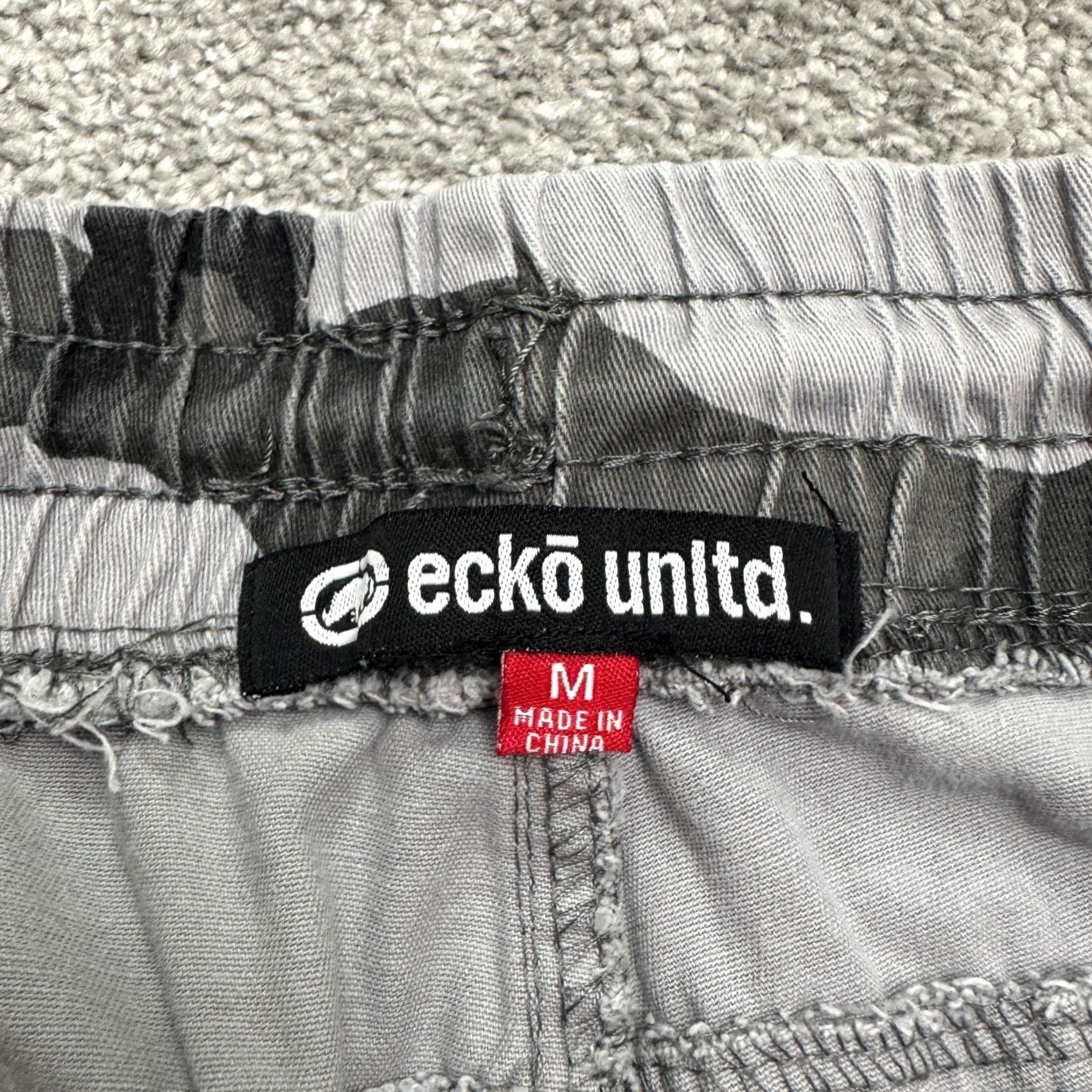 Ecko Unltd. Ecko Unltd Camouflage Cargo Jogger Pants Mens Medium Gray Elastic Waist Casual Size US 31 - 7 Thumbnail