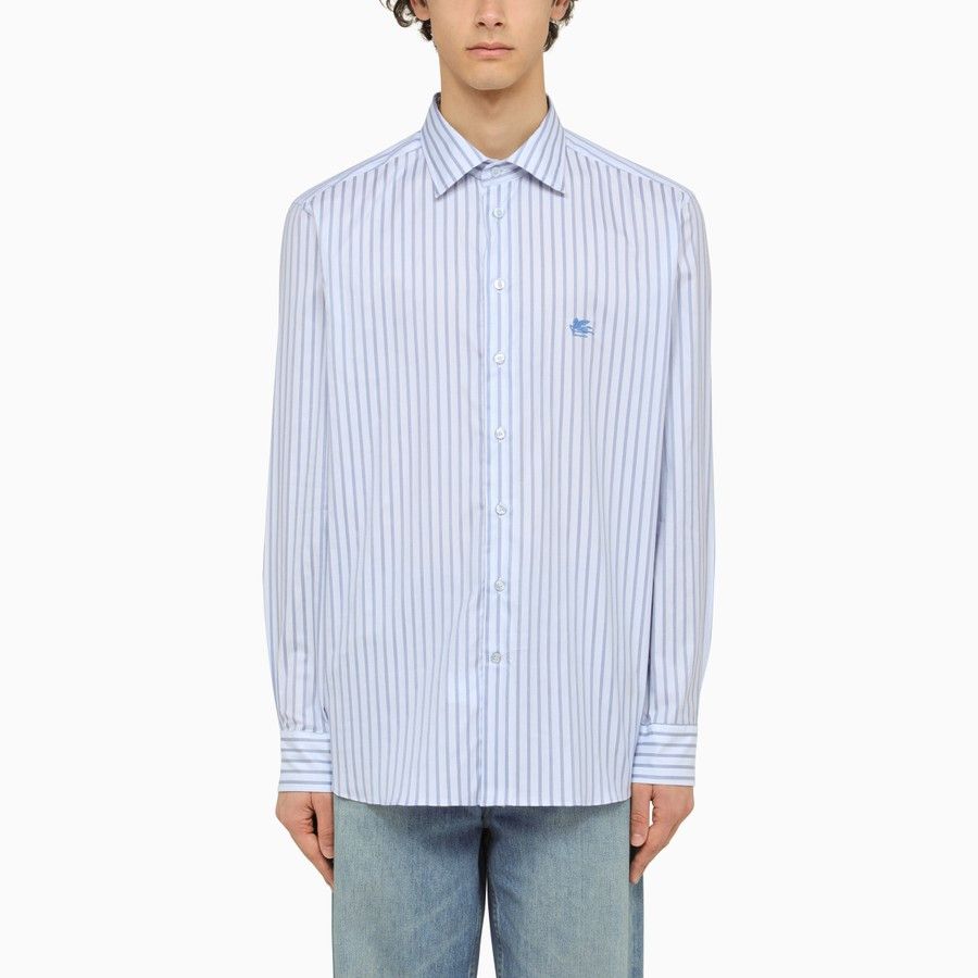 image of Etro O1D2Blof0424 Shirt In White/light Blue, Men's (Size Medium)