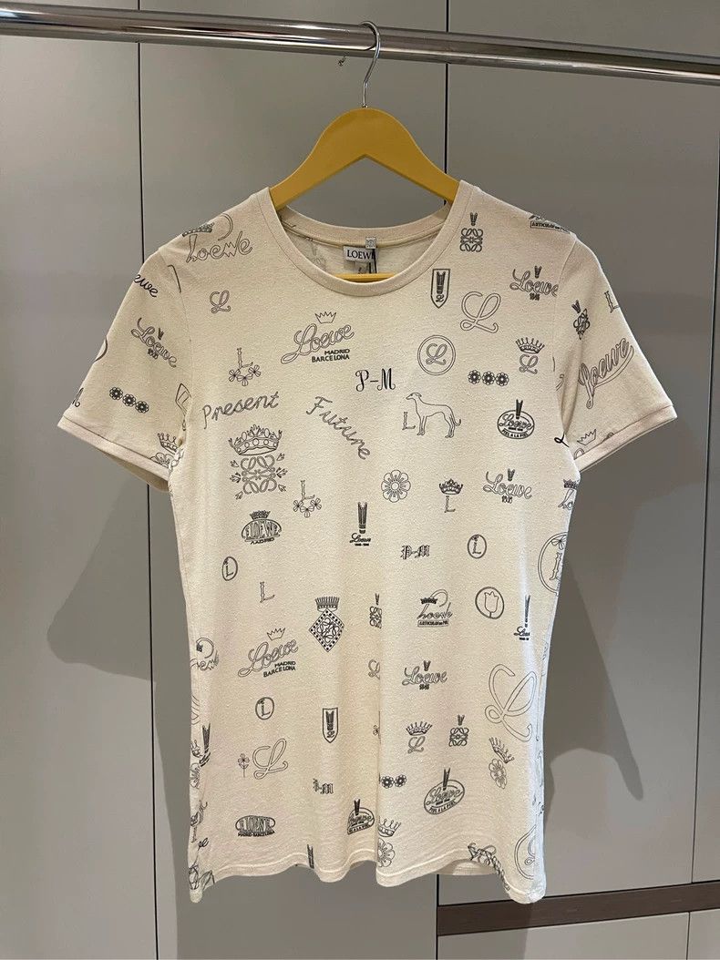 Loewe LOEWE White short sleeve T-shirt with cartoon logo Size M / US 6-8 / IT 42-44 - 1 Thumbnail