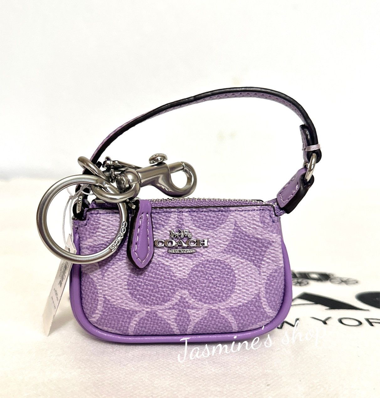 Coach NWT Coach Mini Nolita Bag Charm Iris Signature Canvas CX067 Size ONE SIZE - 1 Thumbnail