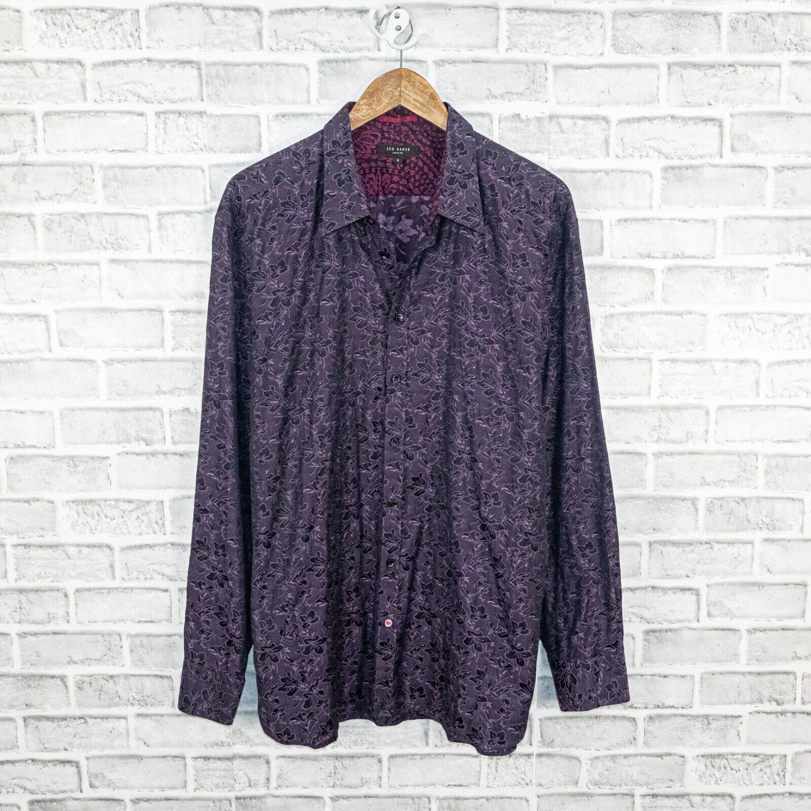 Ted Baker TED BAKER London Purple Jacquard Floral Button up Shirt Size US L / EU 52-54 / 3 - 1 Thumbnail