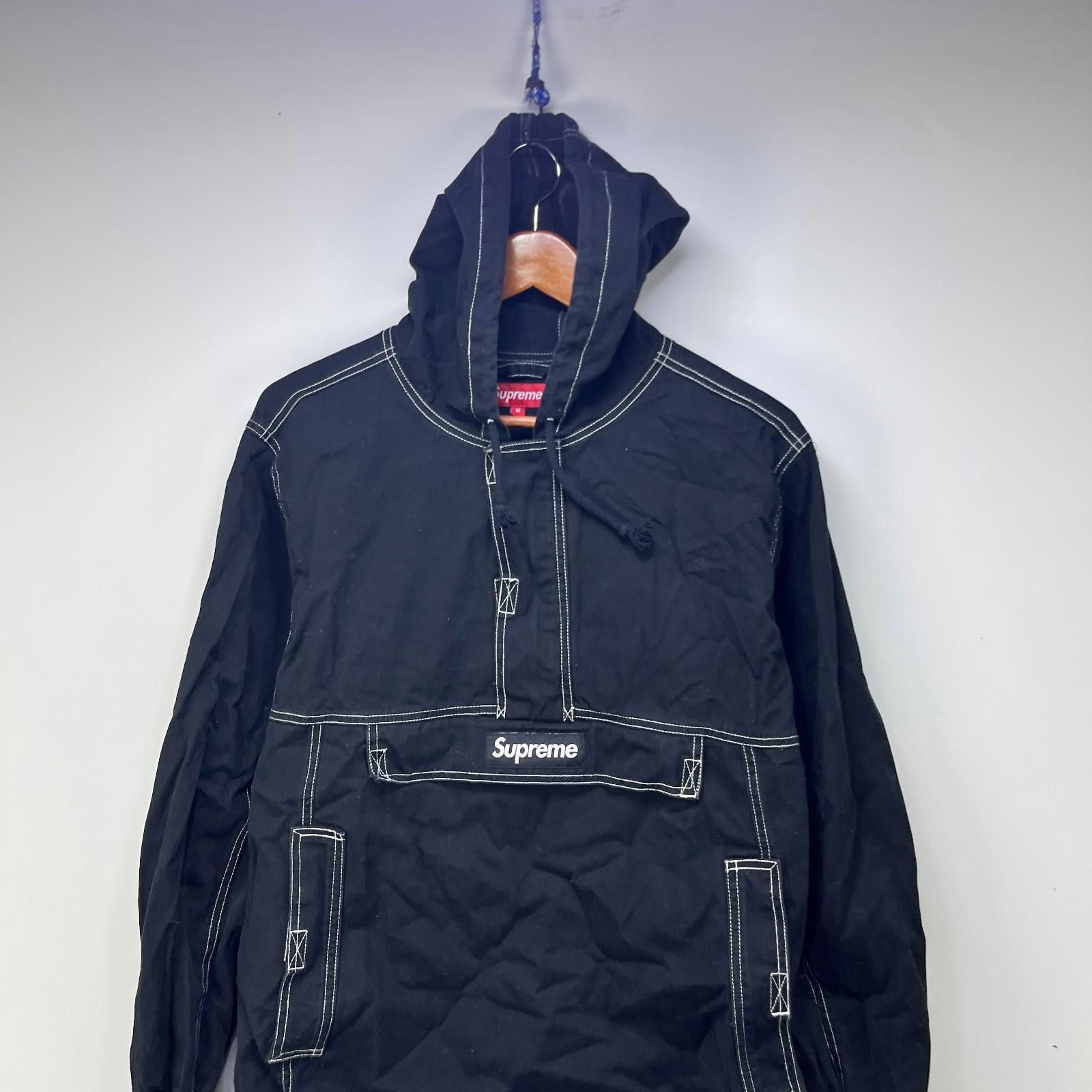 Supreme Supreme Contrast Stitch Twill Pullover FW16 Black Size US M / EU 48-50 / 2 - 2 Thumbnail