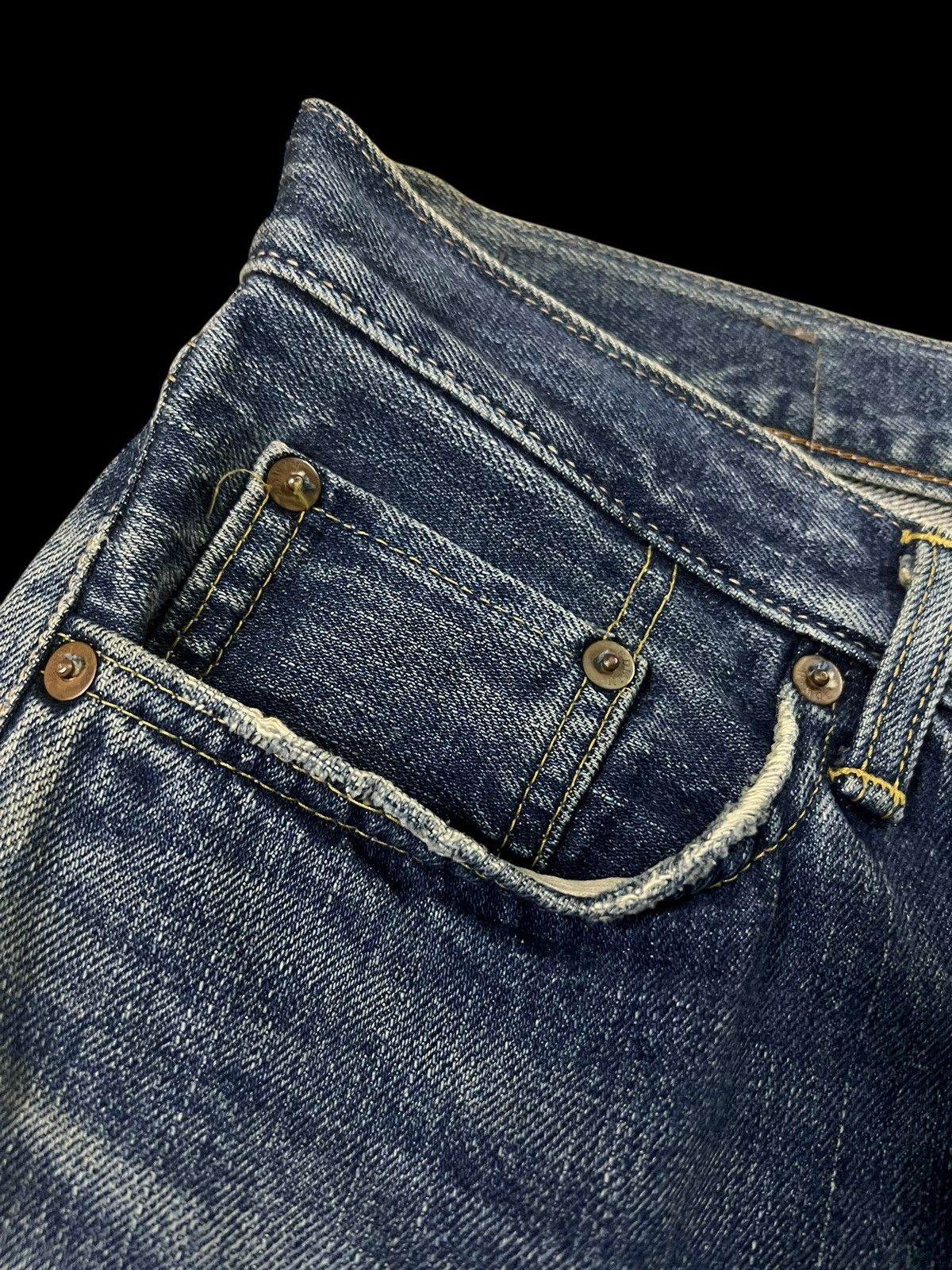 Edwin Vintage Edwin 505 Low Rize Selvedge Distress Mud Wash Jean Size US 31 - 11 Thumbnail