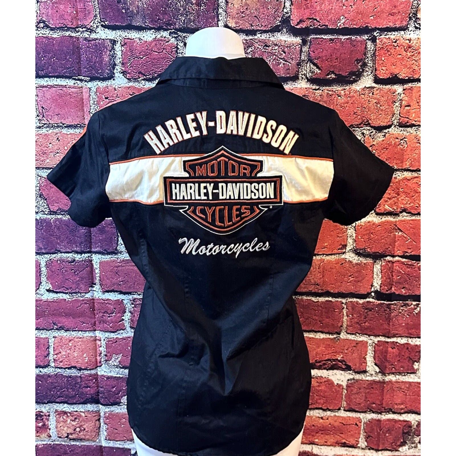 Harley Davidson Harley-Davidson Women's Black Zip Mechanic Embroidered Work Shirt Medium Size M / US 6-8 / IT 42-44 - 6 Thumbnail