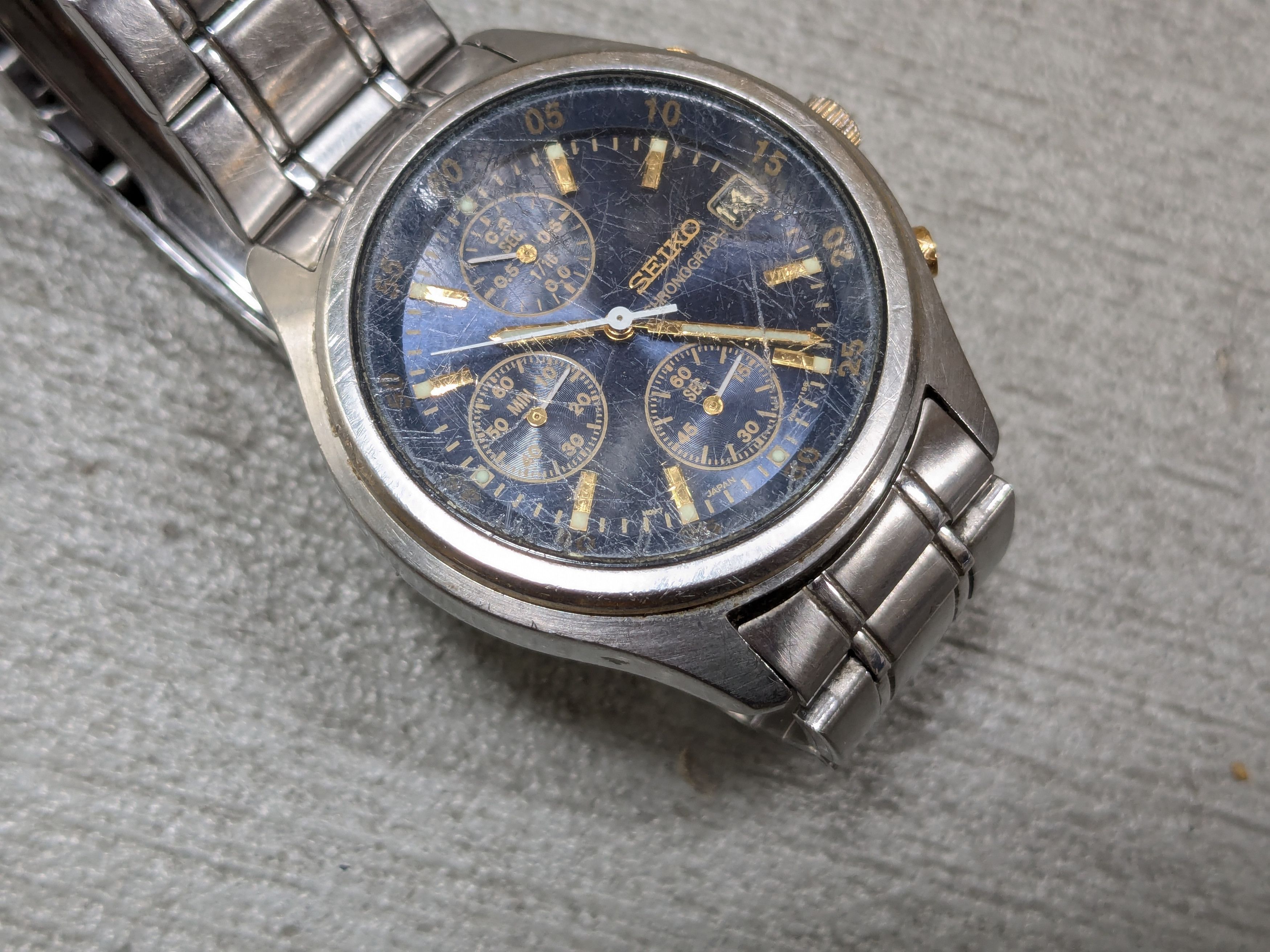 Seiko Vintage SEIKO V657-7100 Chronograph Watch Blue Steel Size ONE SIZE - 4 Thumbnail