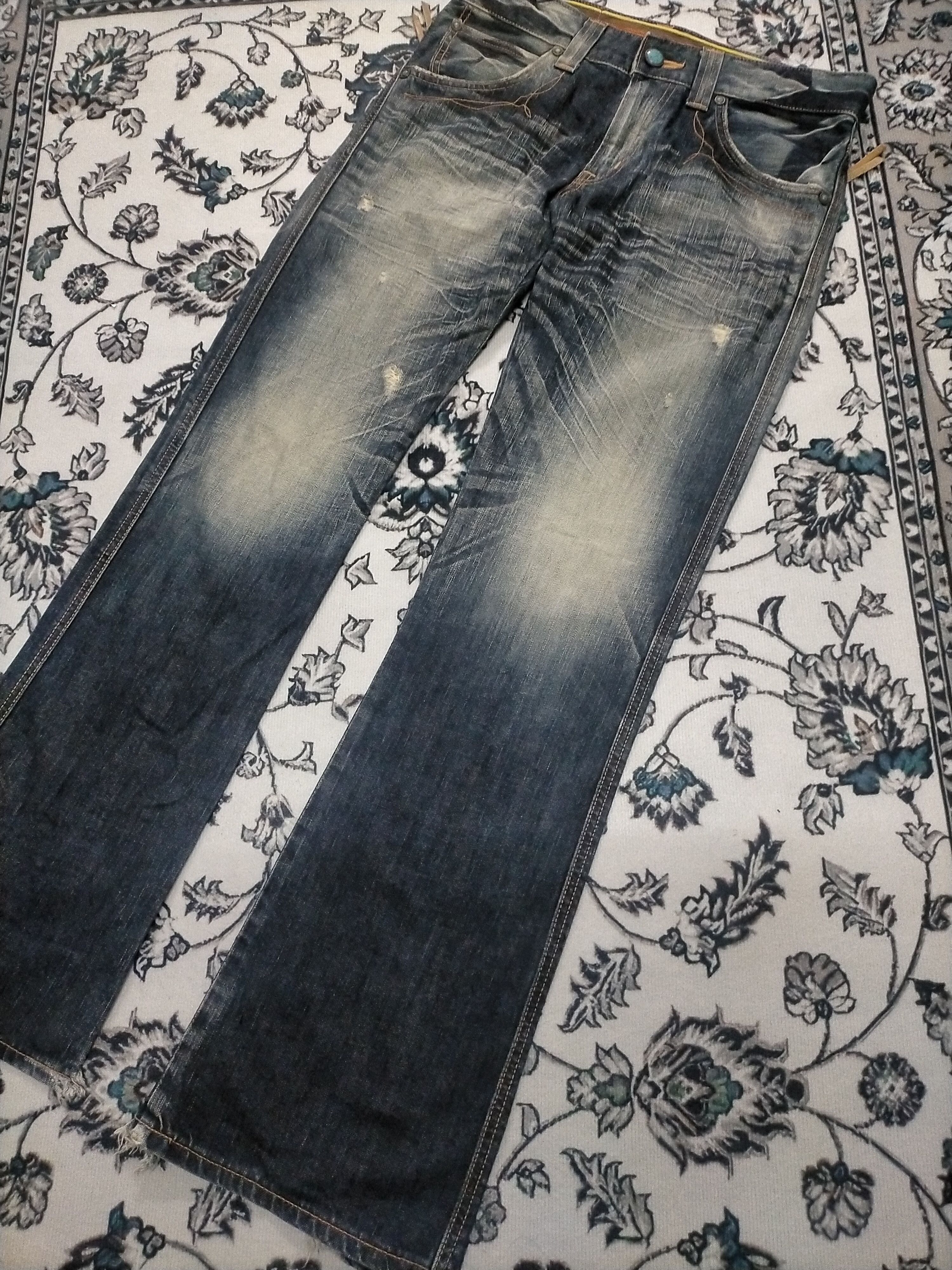 14th Addiction × Edwin × Tornado Mart 🔥 Flare 🔥 Vintage Edwin Mudwash Distressed Ripped 90s Size US 31 - 5 Thumbnail