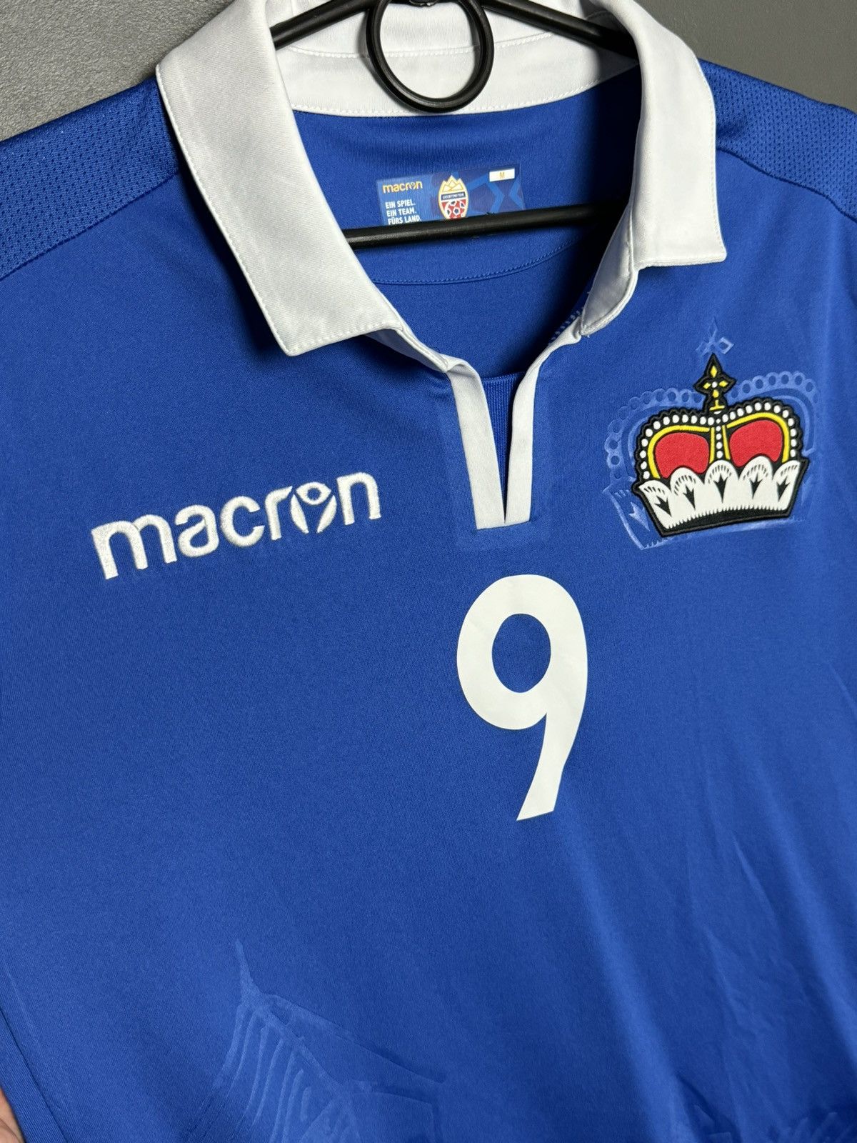 Macron Liechtenstein 18/19 Home Match Worn Football Jersey T-Shirt Size US M / EU 48-50 / 2 - 4 Thumbnail