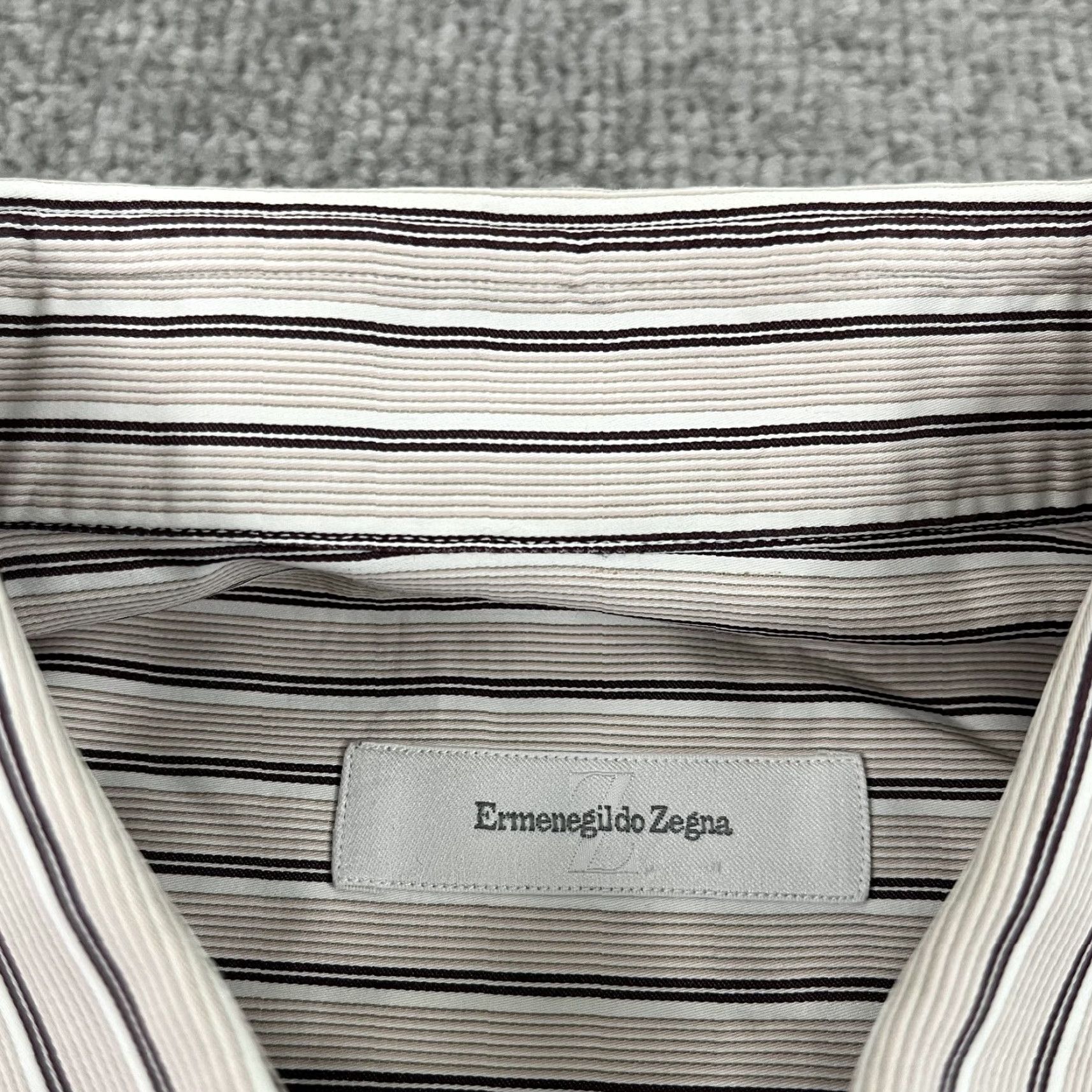 Ermenegildo Zegna Ermenegildo Zegna Dress Shirt Mens Large 16 Muted Pink Striped Long Sleeve Button Up Size 42R - 2 Thumbnail