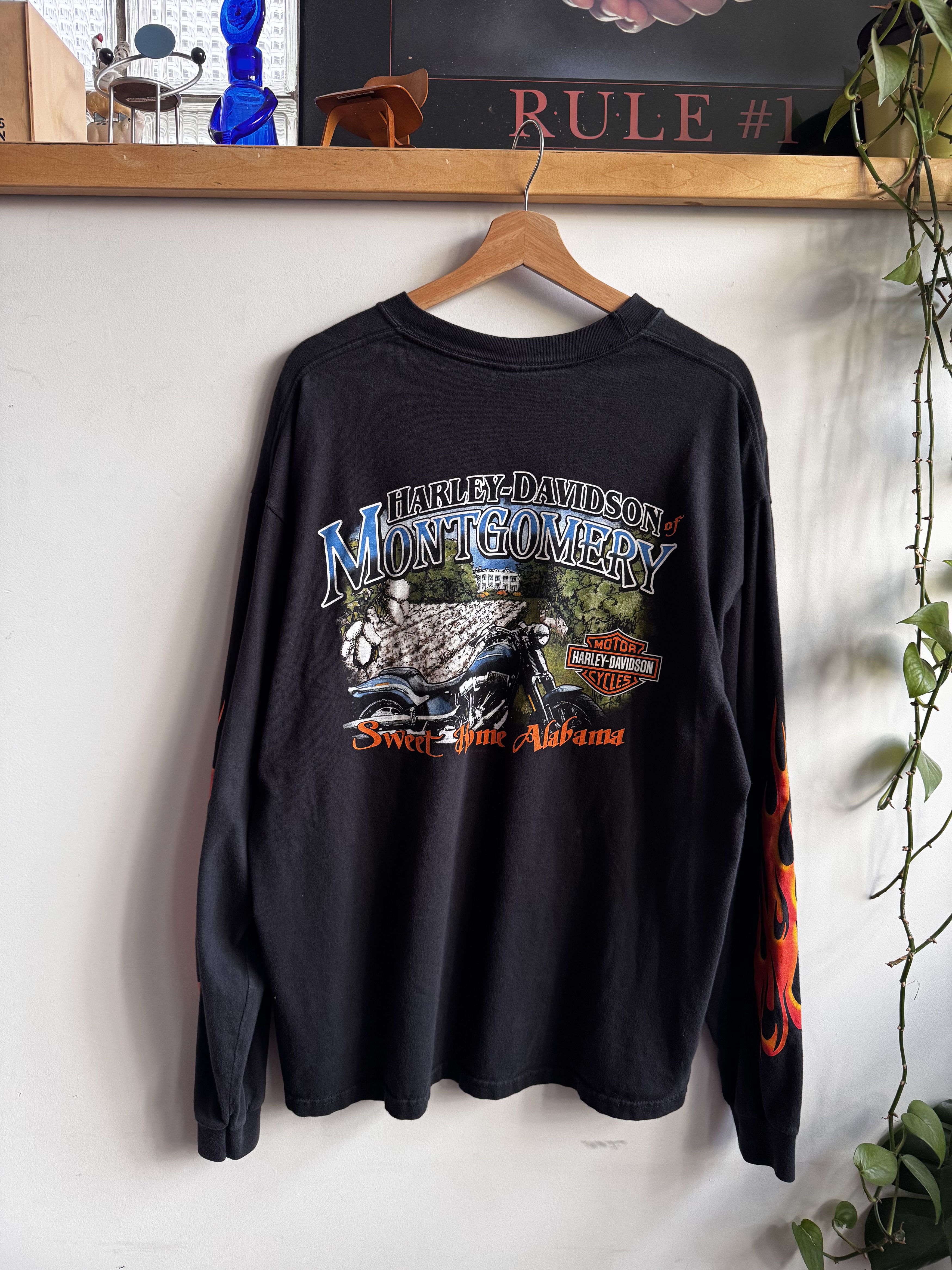 Harley Davidson 00s Harley Long Sleeve Flame Tshirt Size XL Size US XL / EU 56 / 4 - 2 Thumbnail