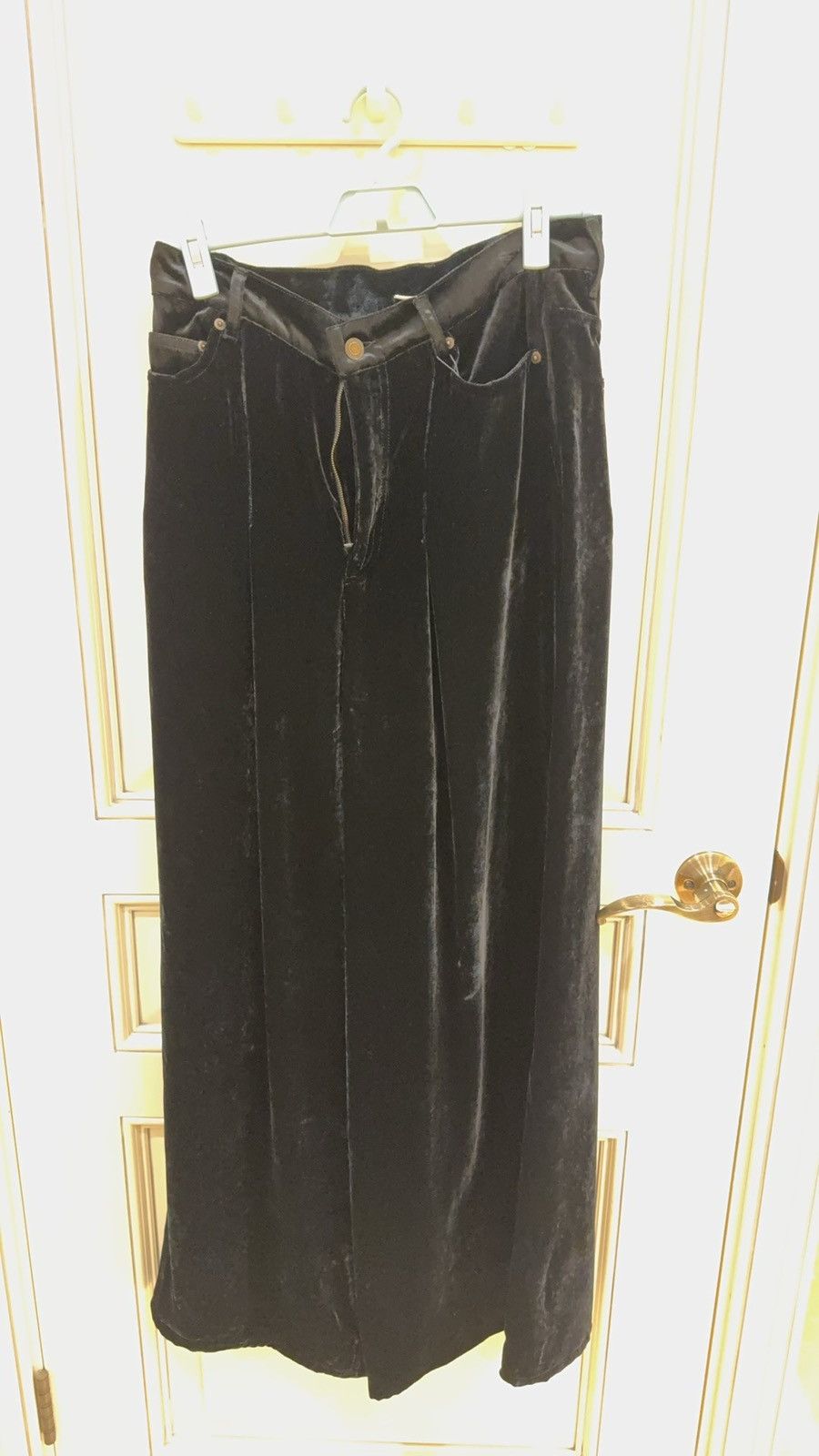 Saint Laurent Paris Black velvet high waist wide leg pants size28 Size US 28 / EU 44 - 1 Thumbnail