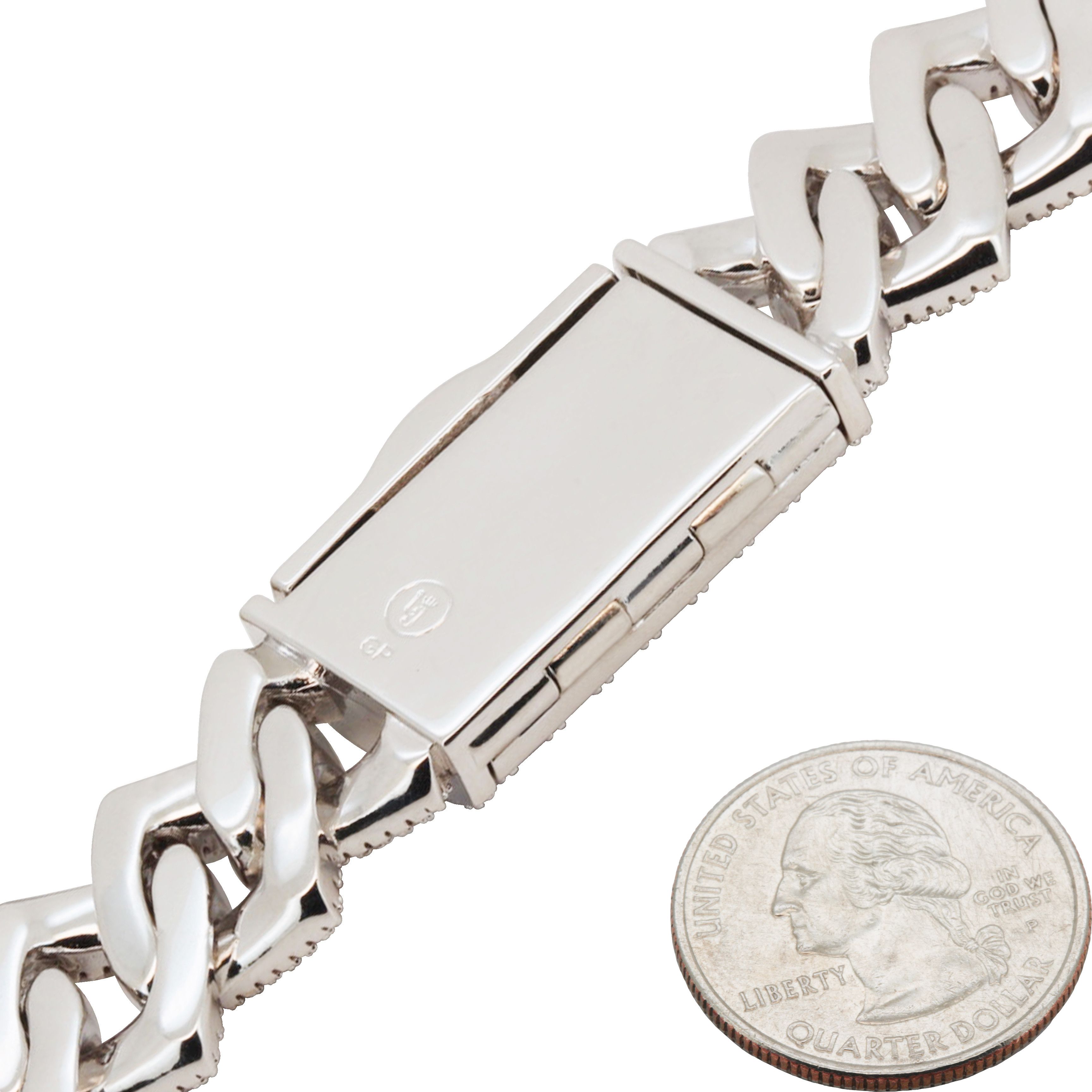 Other 14k White Gold Plated AAA CZ 18mm Cuban Chain Necklace 24” Size ONE SIZE - 4 Thumbnail