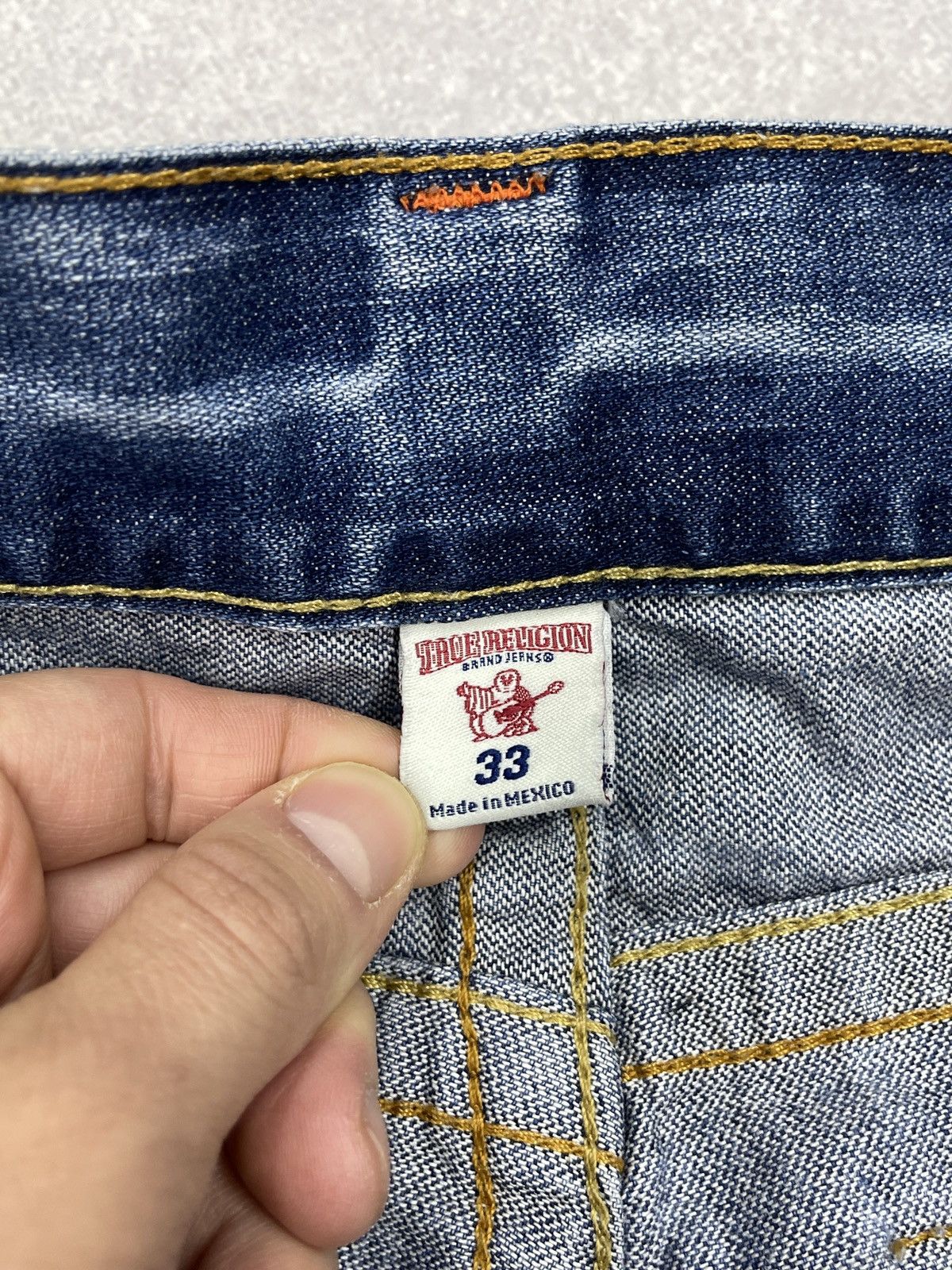 True Religion Mens True Religion Flap OM Denim Jeans With Holes Size 33 Size US 33 - 16 Thumbnail
