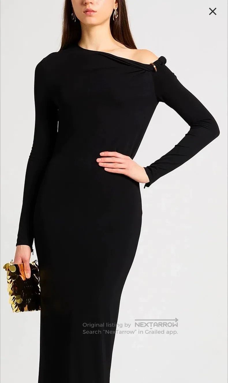 Versace Versace Black slanted shoulder gold buckle dress Size XS / US 0-2 / IT 36-38 - 7 Thumbnail