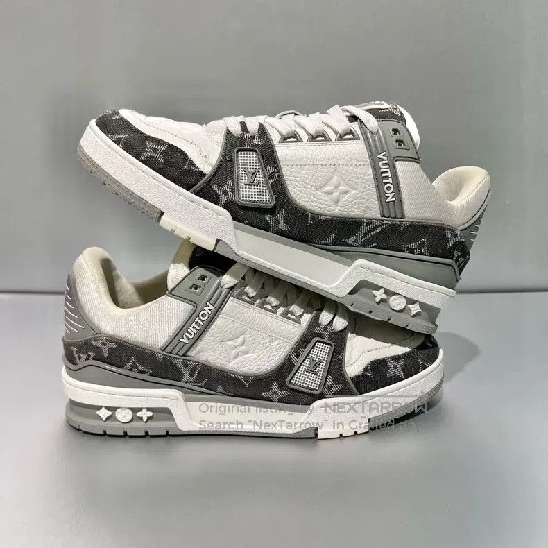 Louis Vuitton Louis Vuitton White and Grey denim shoes Size US 5 / EU 37 - 3 Thumbnail
