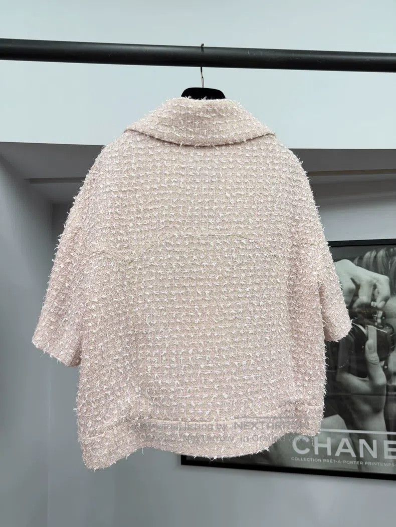 Chanel Chanel 24p pink tweed short-sleeved jacket Size M / US 6-8 / IT 42-44 - 3 Thumbnail