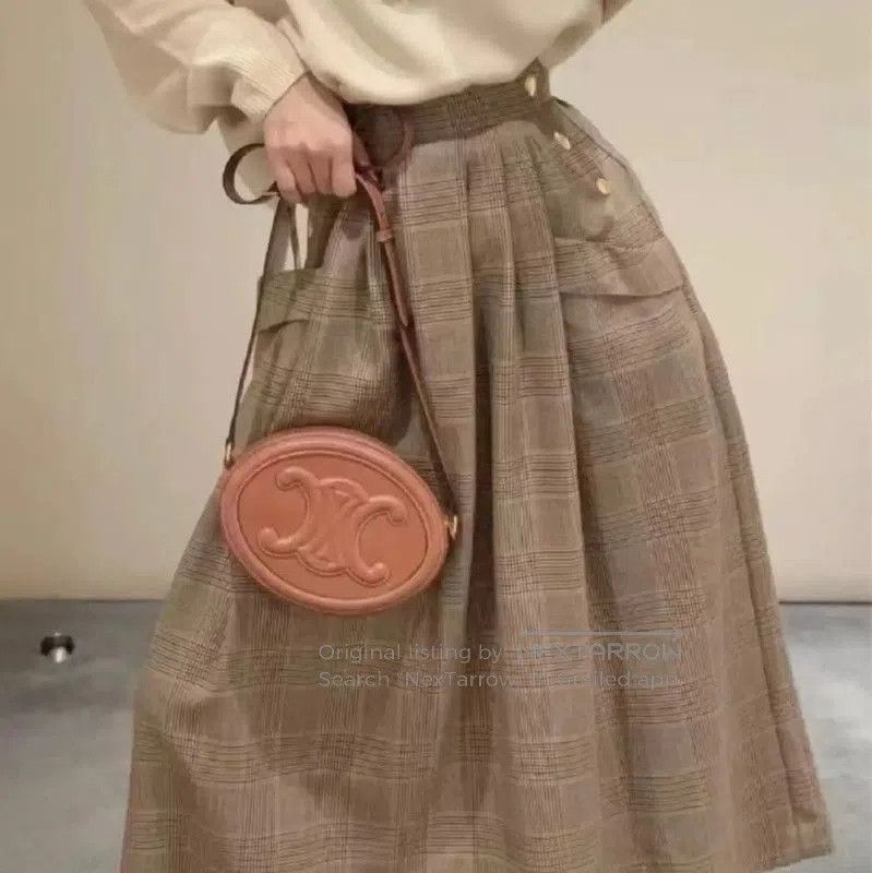 Miu Miu Miu Miu Khaki Check Wool Long Skirt . Size 23" - 7 Thumbnail