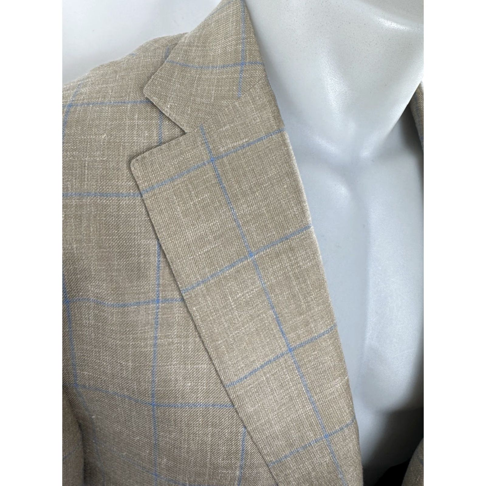 Isaia ISAIA Blazer Jacket Mens 40 Wool Plaid Jacket Blazer Windowpane 40 R EXCELLENT Blue Gold Wool Linen Silk Mix Vintage No Size 40R - 2 Thumbnail