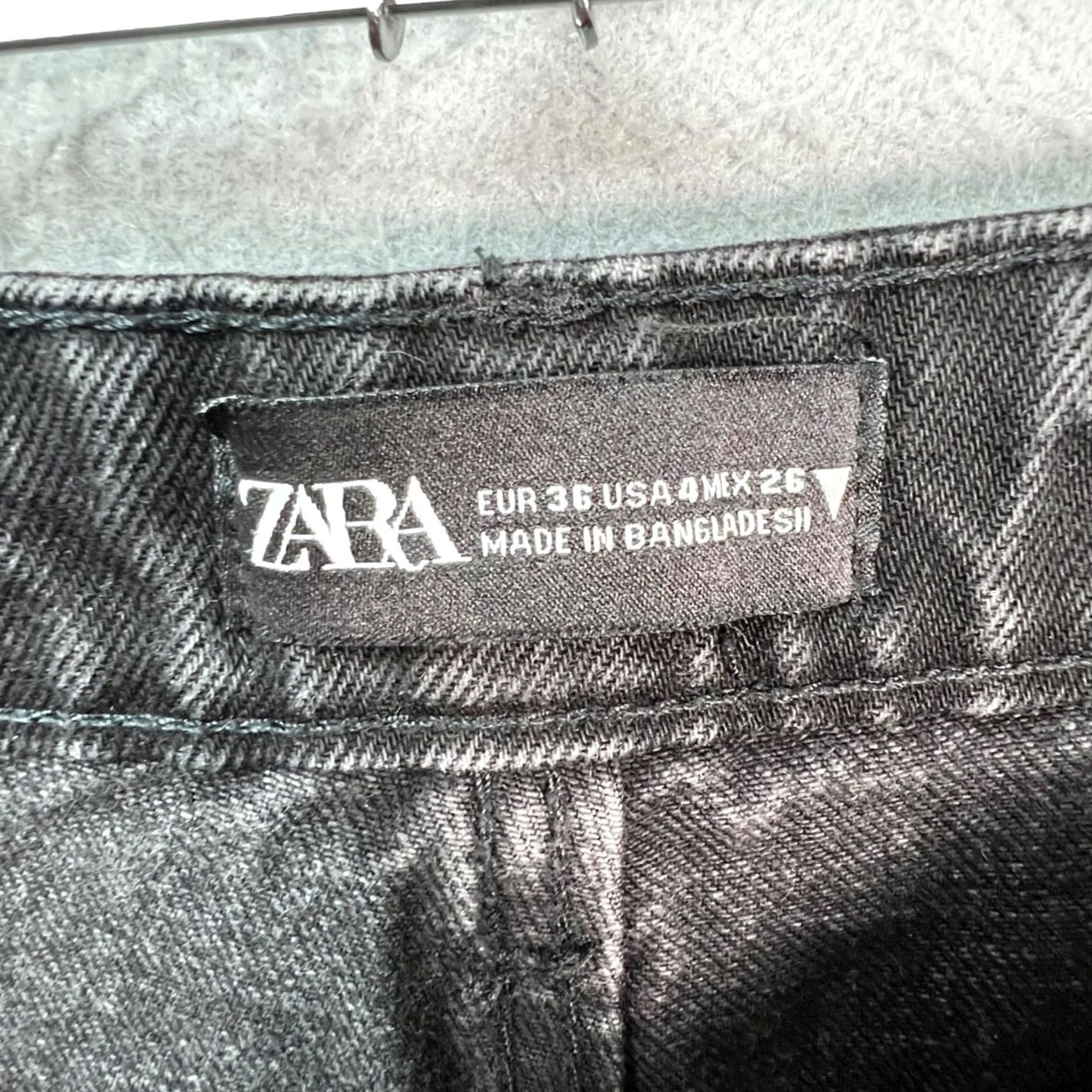 Zara Zara Jeans Womens Size 4 Black Wide-Leg High-Waisted Denim 5-Pocket Rise High Vintage No 90s Womens Jeans Size 27" / US 4 / IT 40 - 3 Thumbnail