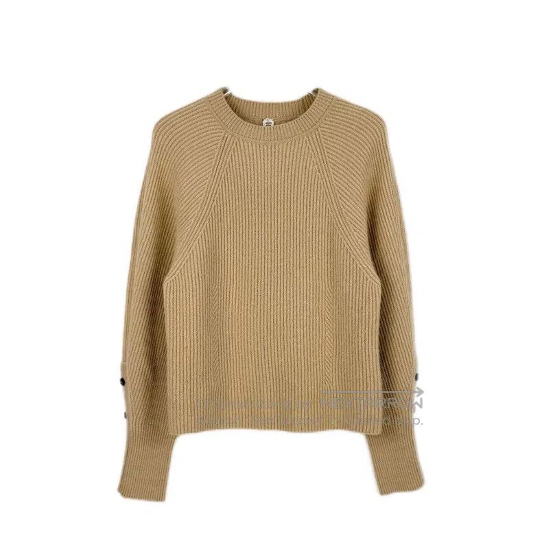 Hermes Hermes Khaki Vertical Stripe Cashmere Sweater Size XS / US 0-2 / IT 36-38 - 1 Thumbnail