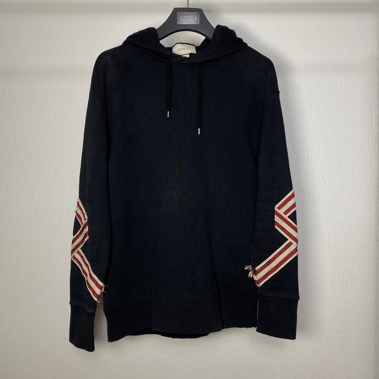 image of Gucci Distressed Flora Hoodie in Dark Blue, Men's (Size Small)