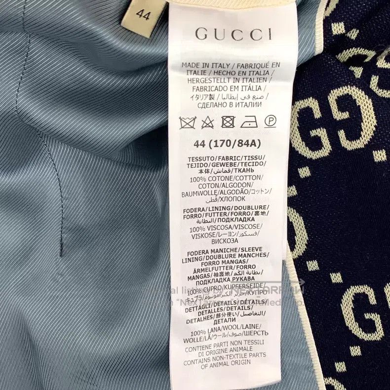 Gucci Gucci Dark blue logo jacquad full-print cotton lapel singl Size US S / EU 44-46 / 1 - 6 Thumbnail