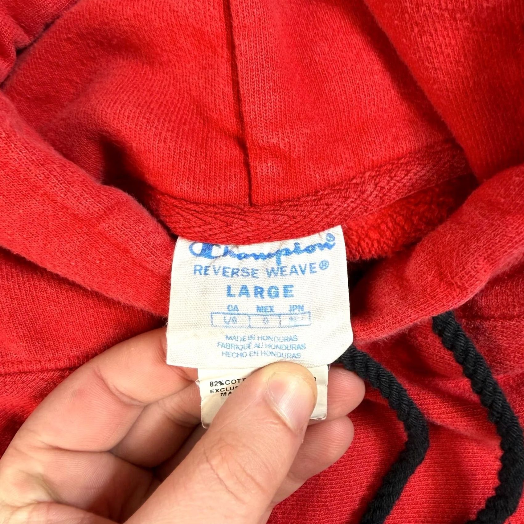 Champion Champion Reverse Weave Hoodie Mens Large Red Black Pullover Fleece Sweatshirt Size US L / EU 52-54 / 3 - 3 Thumbnail