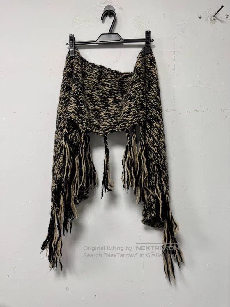 Dries Van Noten Dries Van Noten Black and White Color Block Tassel Wool Sh Size ONE SIZE - 1 Thumbnail