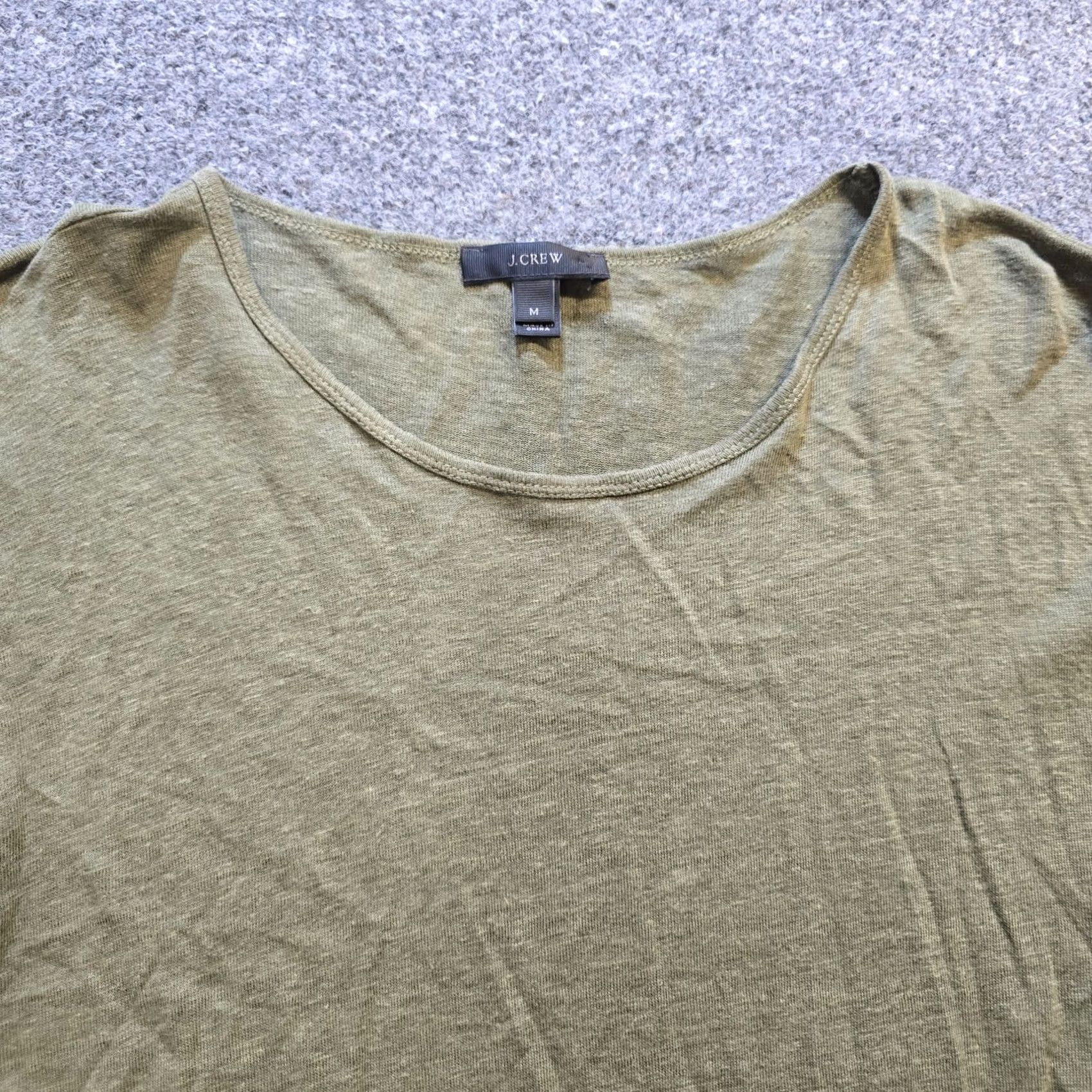 J.Crew J.CREW Top Womens Size Medium Green Linen Ruffle Sleeve Stretch Casual Classic Shirt Men? No, Womens Size M / US 6-8 / IT 42-44 - 2 Thumbnail