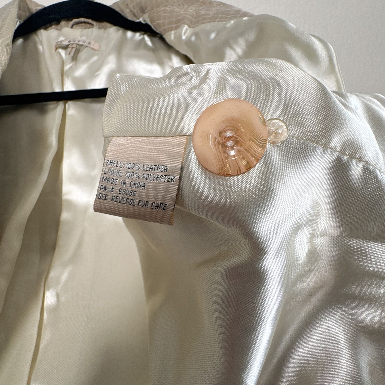 Other Croc Embossed Leather Blazer Jacket Beige Glossy Textured Size L / US 10 / IT 46 - 9 Thumbnail