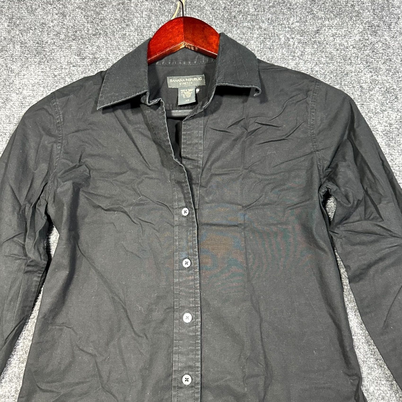 Banana Republic Banana Republic Blouse Womens XS Black Cotton Spandex Button-Up Long Sleeve Top Size XS / US 0-2 / IT 36-38 - 3 Thumbnail