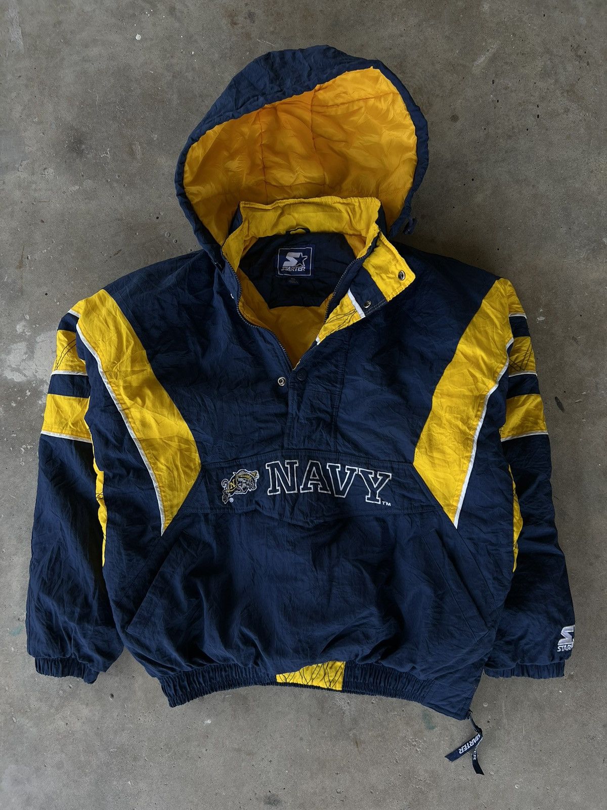 Salem Sportswear × Starter × Vintage Vintage 90’s Navy Midshipmen Windbreaker Puffer Jacket Size US XL / EU 56 / 4 - 1 Thumbnail