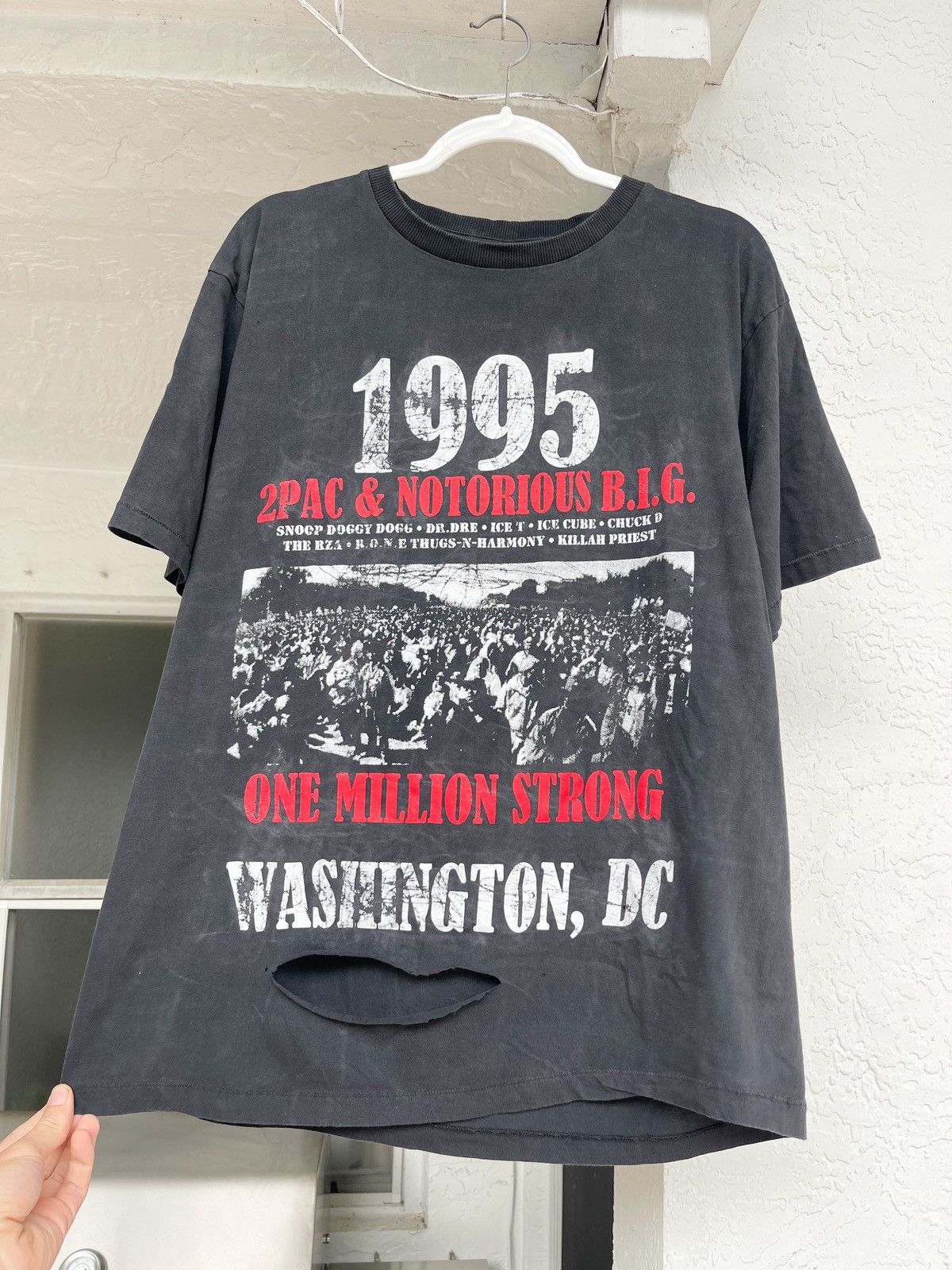 image of Rap Tees x Vintage 1995 Million Man March 2 Pac Notorious Big Shirt in Black, Men's (Size XL)