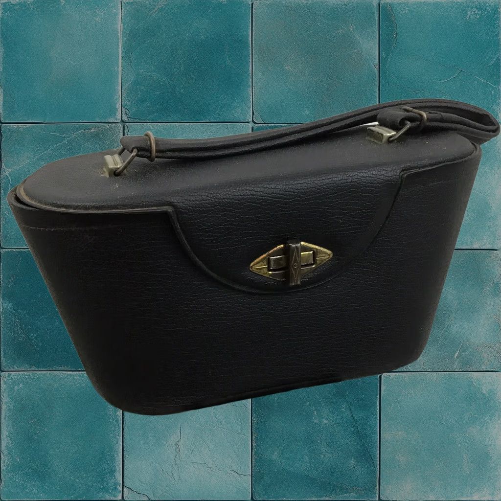 Vintage Hard Shell Handbag Purse Black Faux Leather Rockabilly Steampunk Cosplay Bag Case, Men's