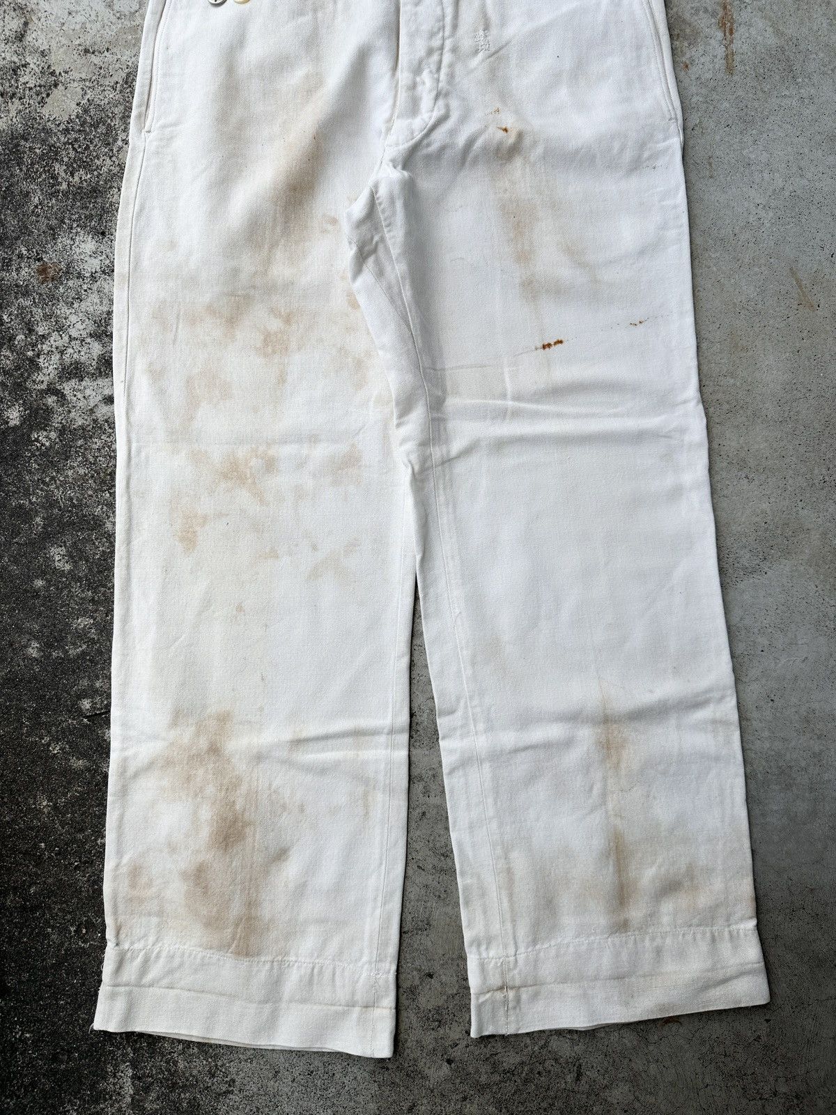 Vintage 50s-60s USN Navy Sailor Stained Dirty White pant Size US 36 / EU 52 - 3 Thumbnail