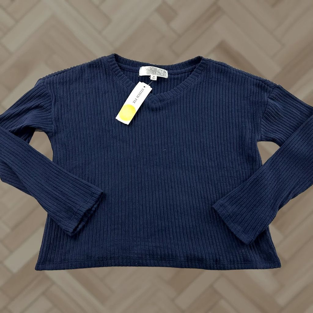 Vintage Stitch Fix Society + Stitch Long Sleeve Angelina Relaxed Top Women's Medium Blue Shirt Womens Size M / US 6-8 / IT 42-44 - 1 Thumbnail